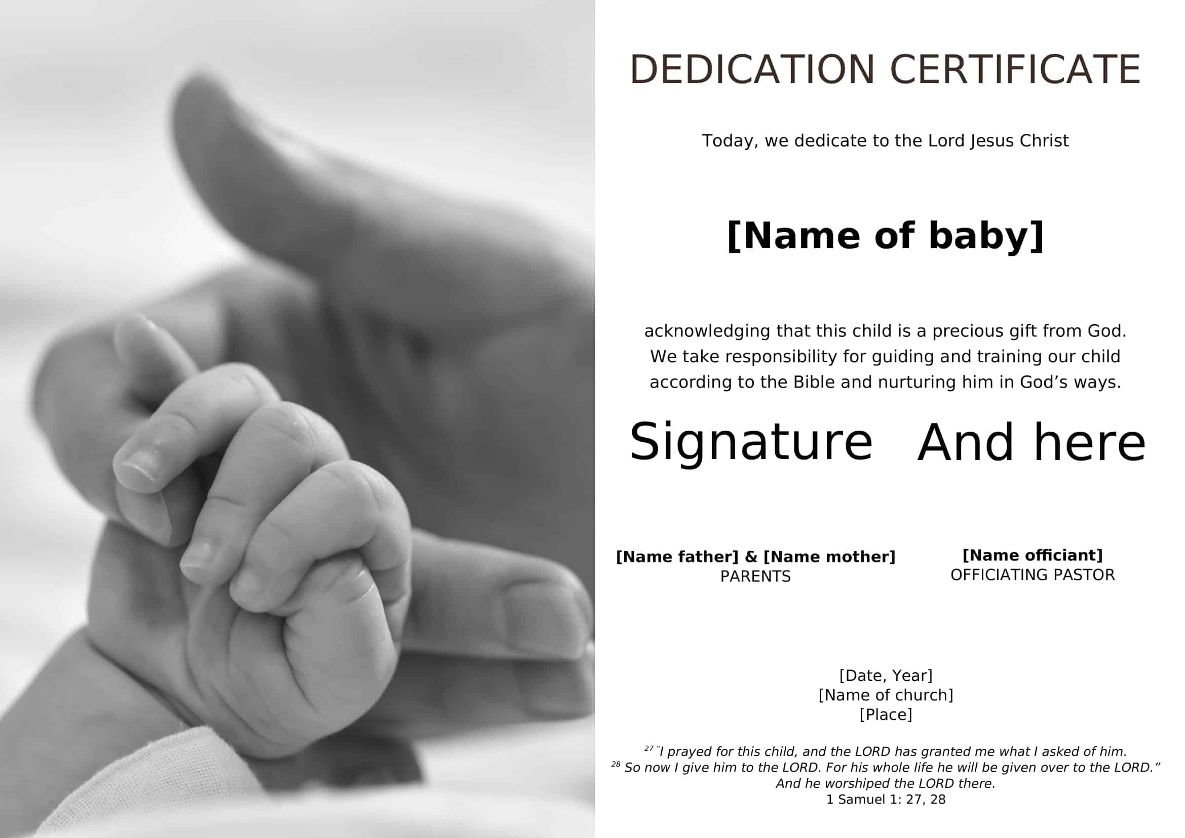 Baby Dedication Certificate Editable Word Baby Dedication Certificate Editable Word