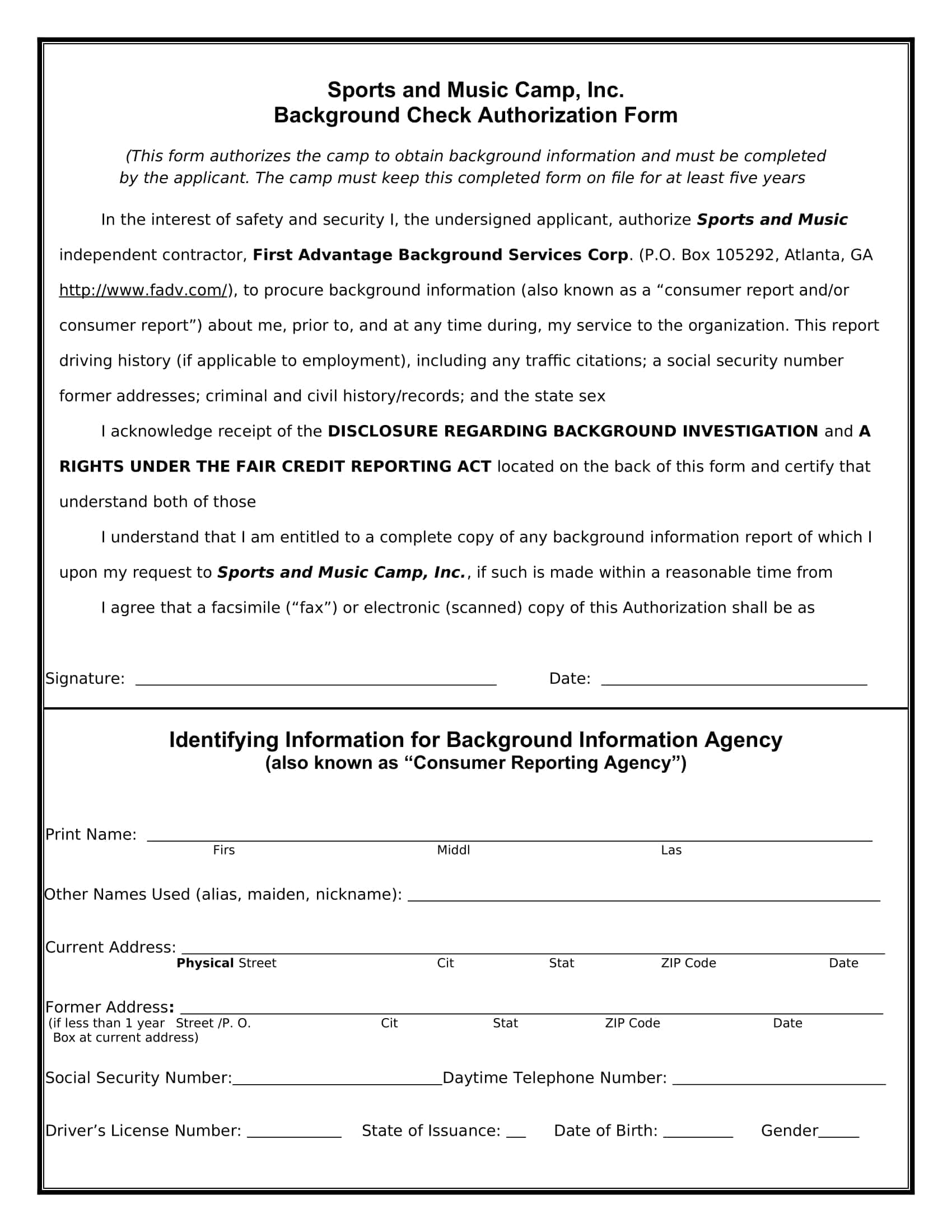 Background Check Authorization Form Download Background Check Authorization Form Download
