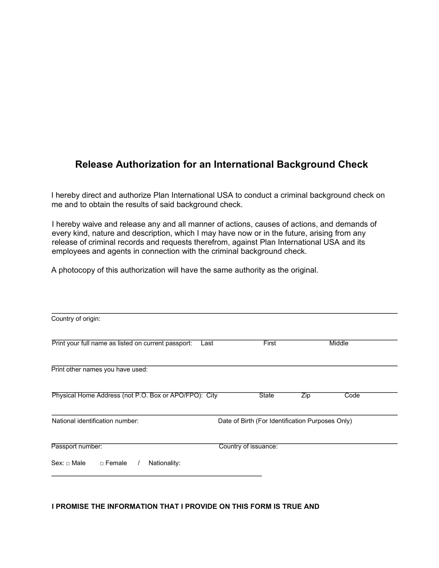 Background Check Authorization Form Printable Blank Background Check Authorization Form Printable Blank