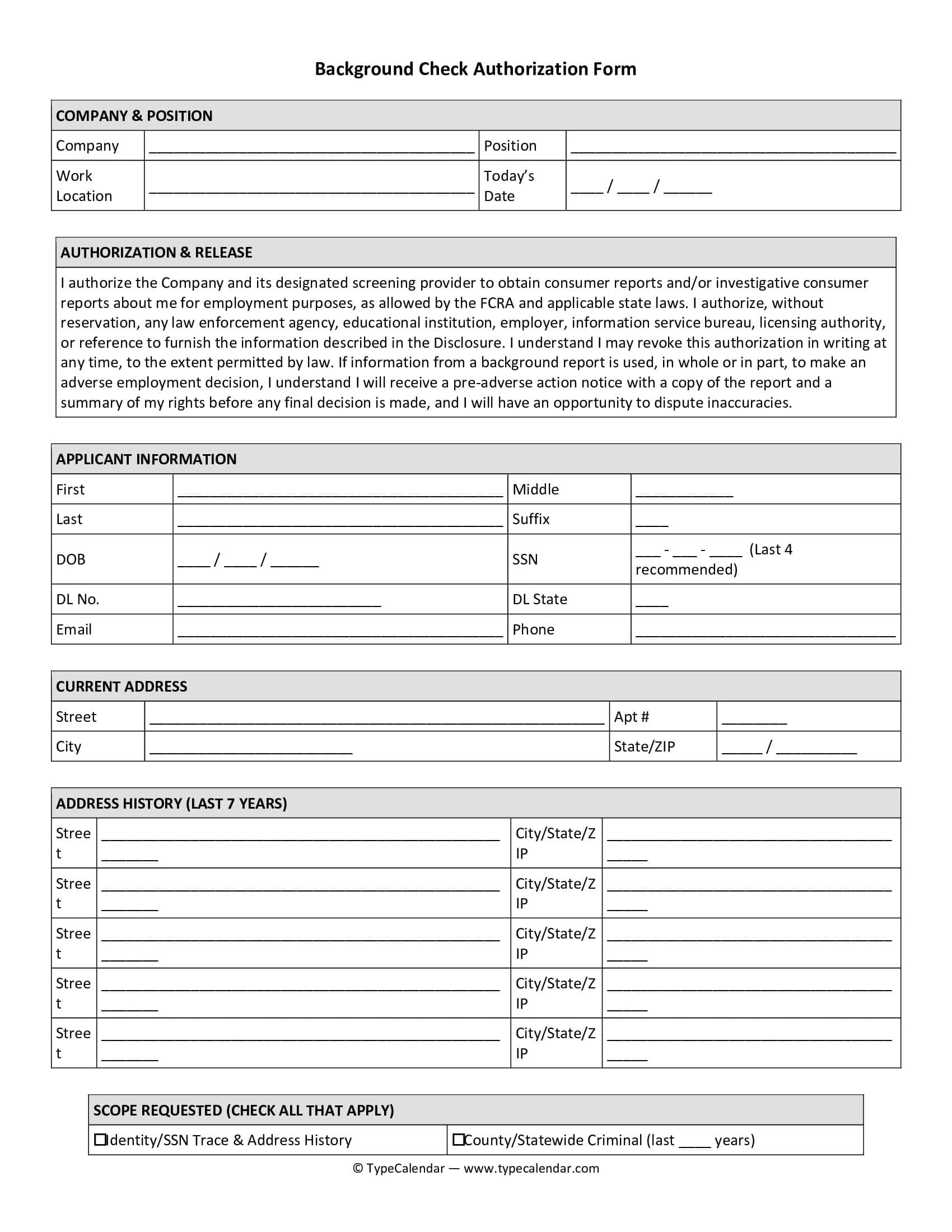 Background Check Authorization Form Professional Doc Background Check Authorization Form Professional Doc