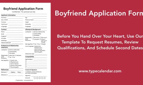 Free Printable Boyfriend Application Form Templates