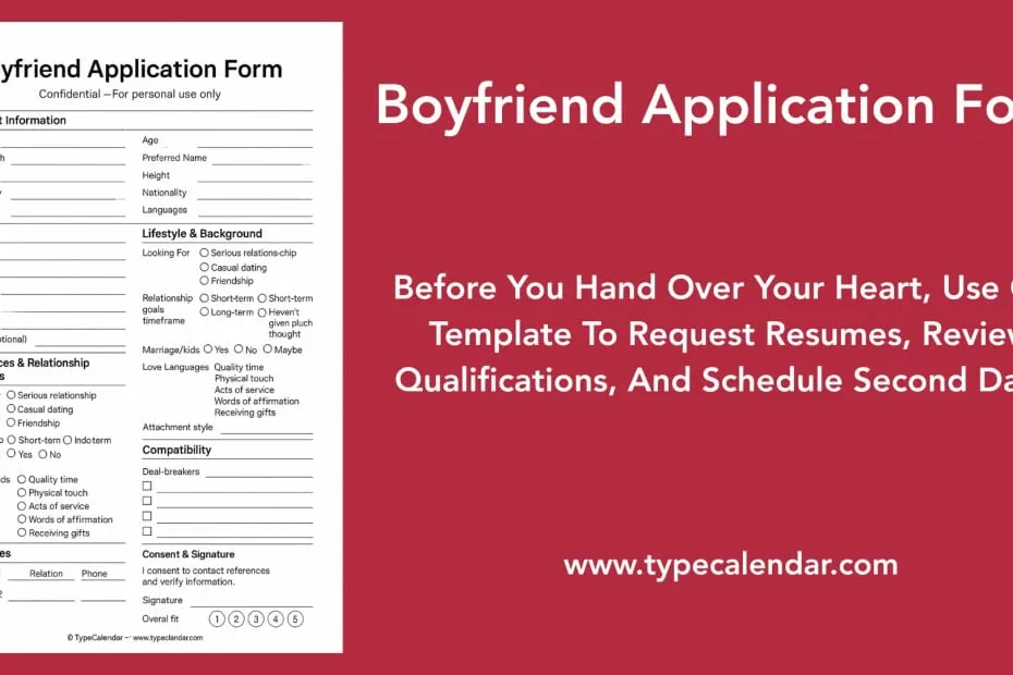 Boyfriend Application Form