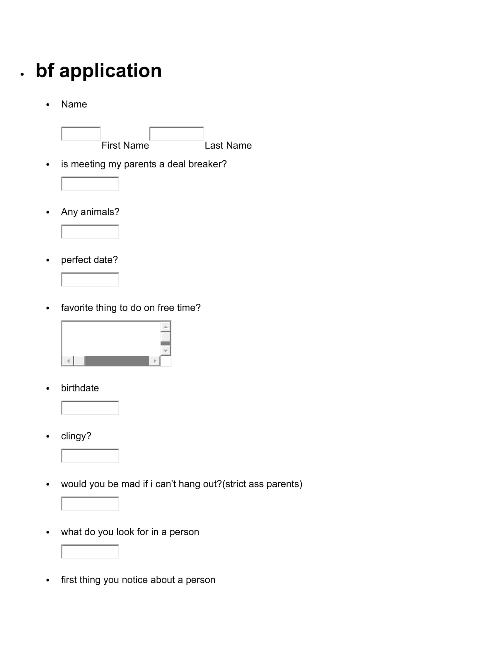 Boyfriend Application Form Editable Doc Boyfriend Application Form Editable Doc