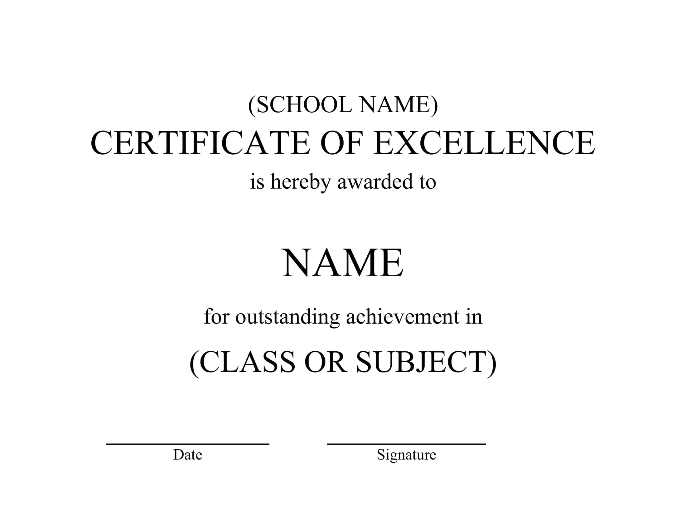 Certificate Of Excellence Doc Certificate Of Excellence Doc