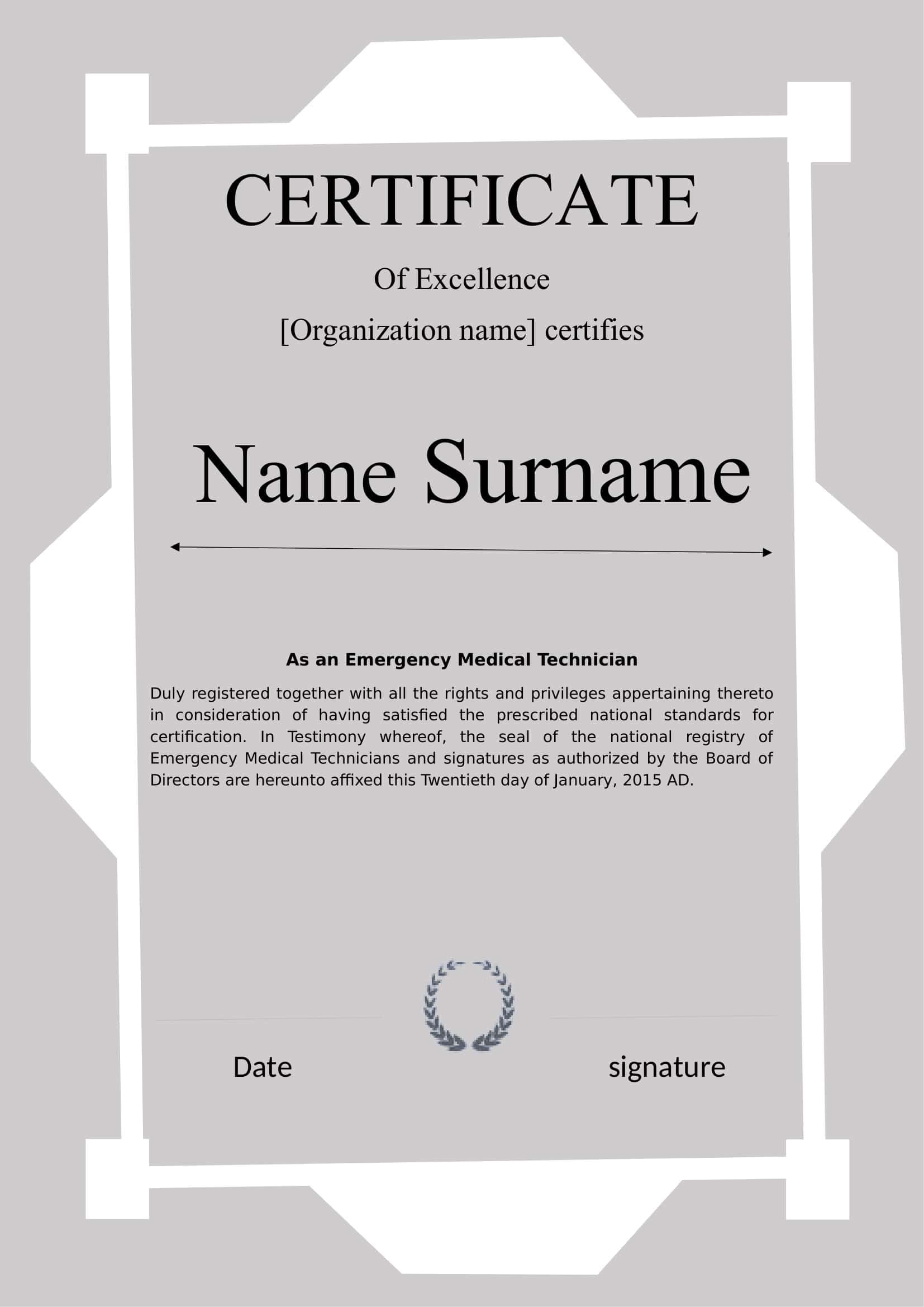Certificate Of Excellence Template Word Certificate Of Excellence Template Word