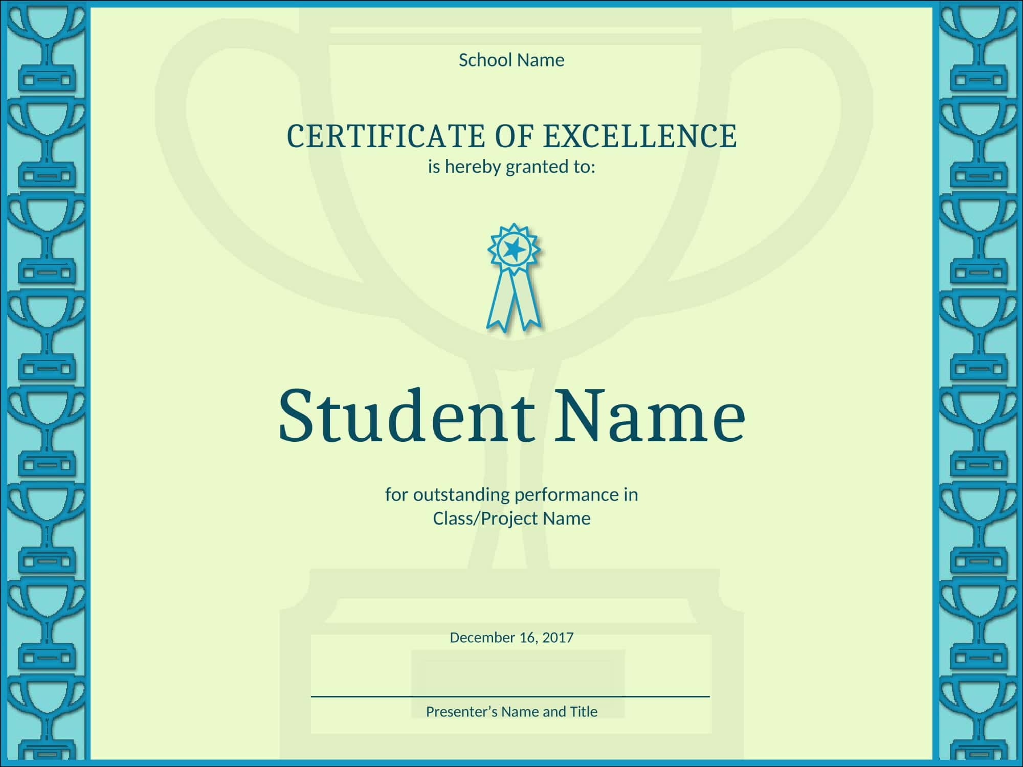 Certificate Of Excellence Template Certificate Of Excellence Template