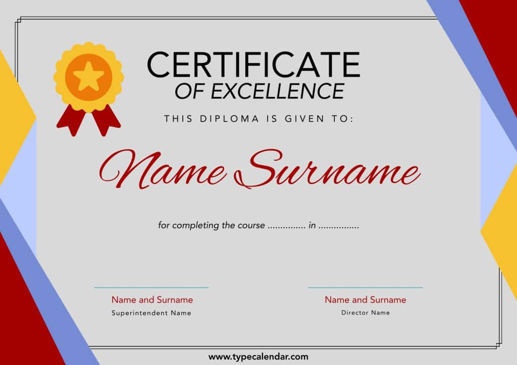 Free Printable Certificate Of Excellence Templates Free Printable Certificate Of Excellence Templates