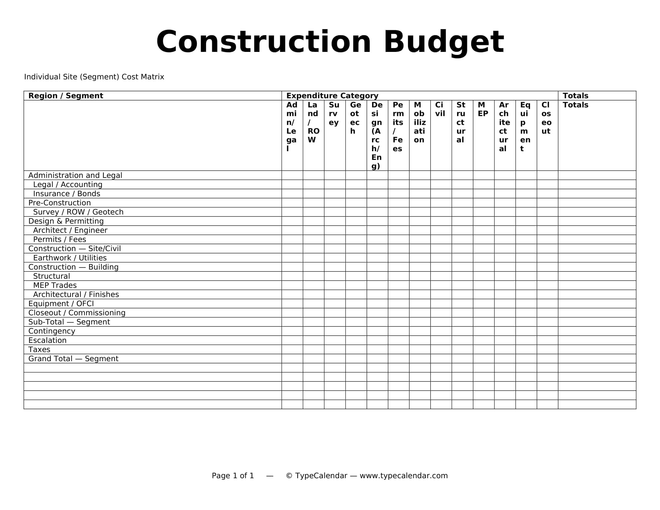 Construction Budget Fillable Pdf Construction Budget Fillable Pdf