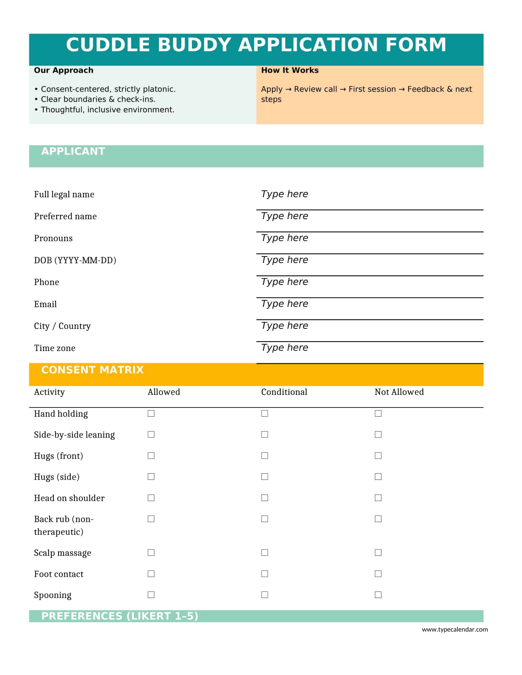 Cuddle Buddy Application Form Free Cuddle Buddy Application Form Free