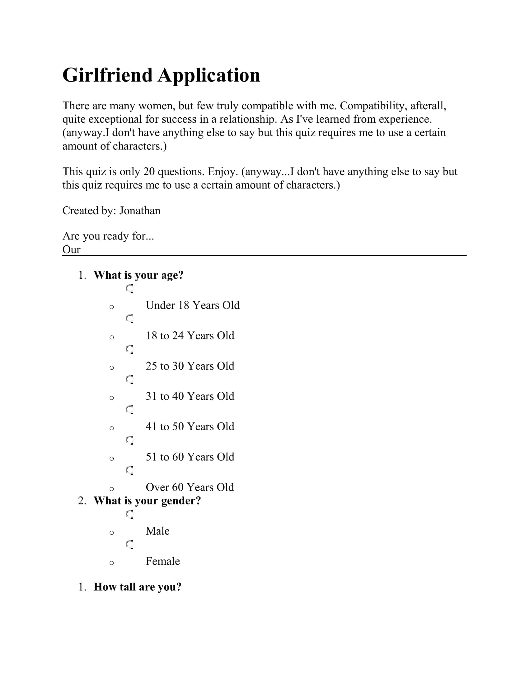 Doc Girlfriend Application Form Doc Girlfriend Application Form