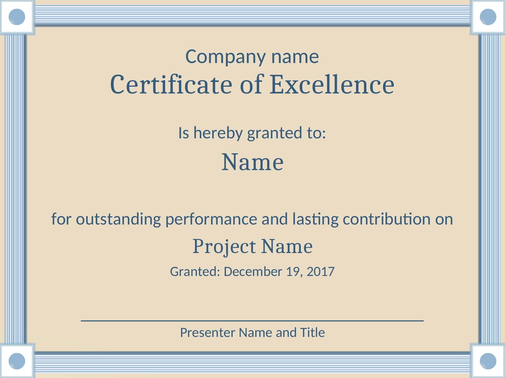 Doc Template Certificate Of Excellence Doc Template Certificate Of Excellence