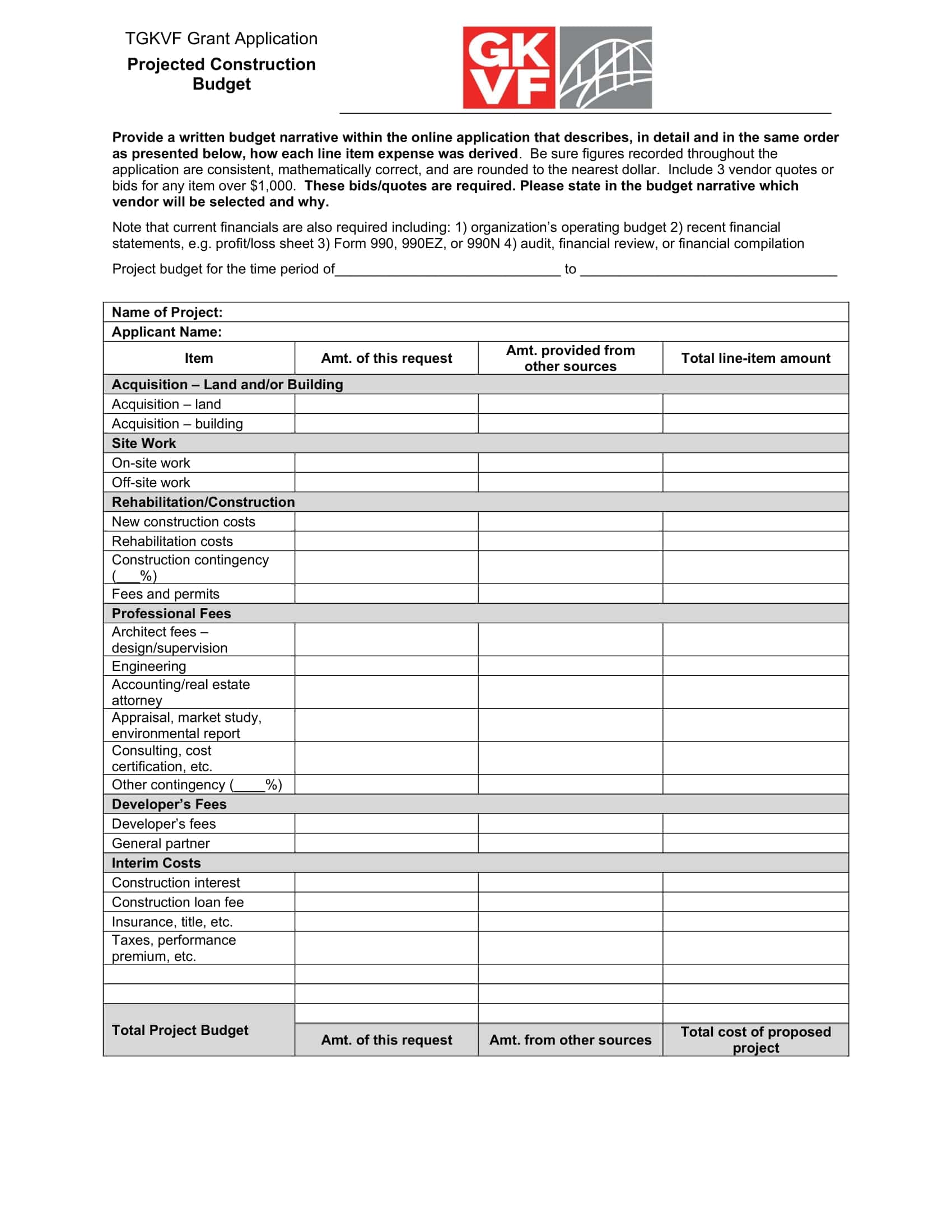 Doc Template Construction Budget Doc Template Construction Budget
