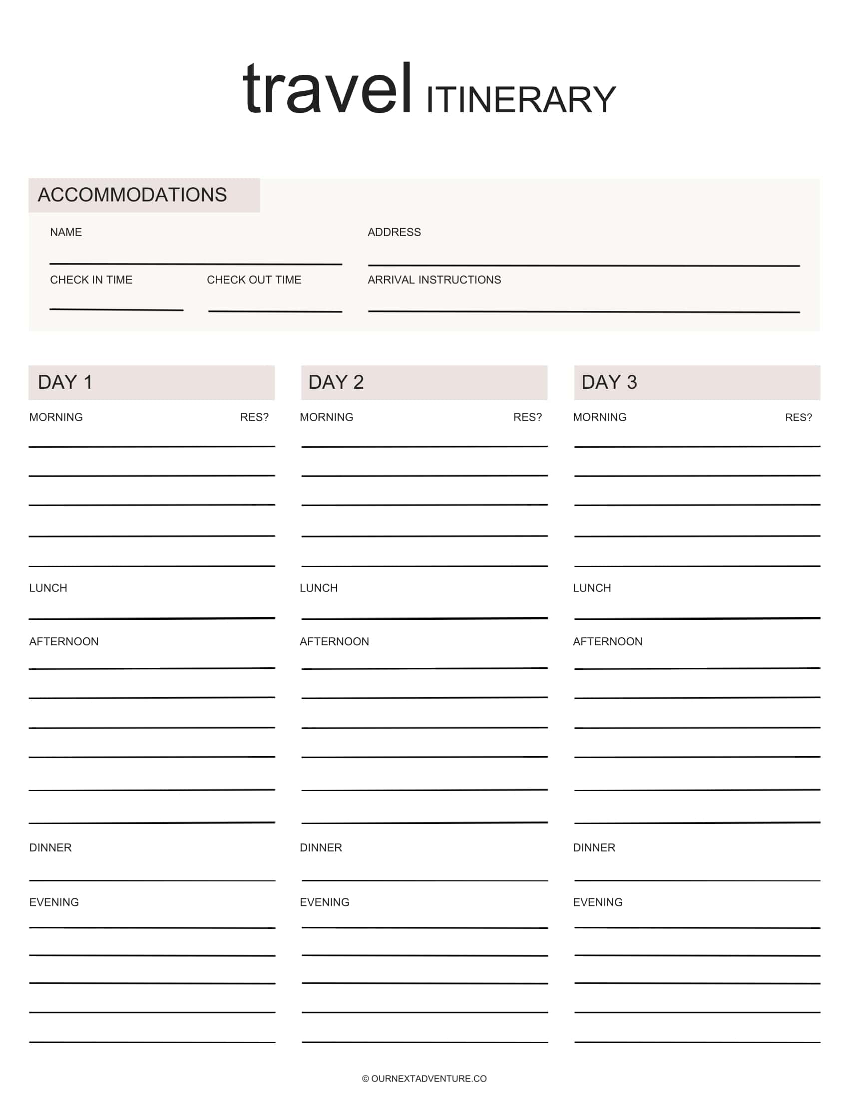 Doc Template Travel Planner Doc Template Travel Planner