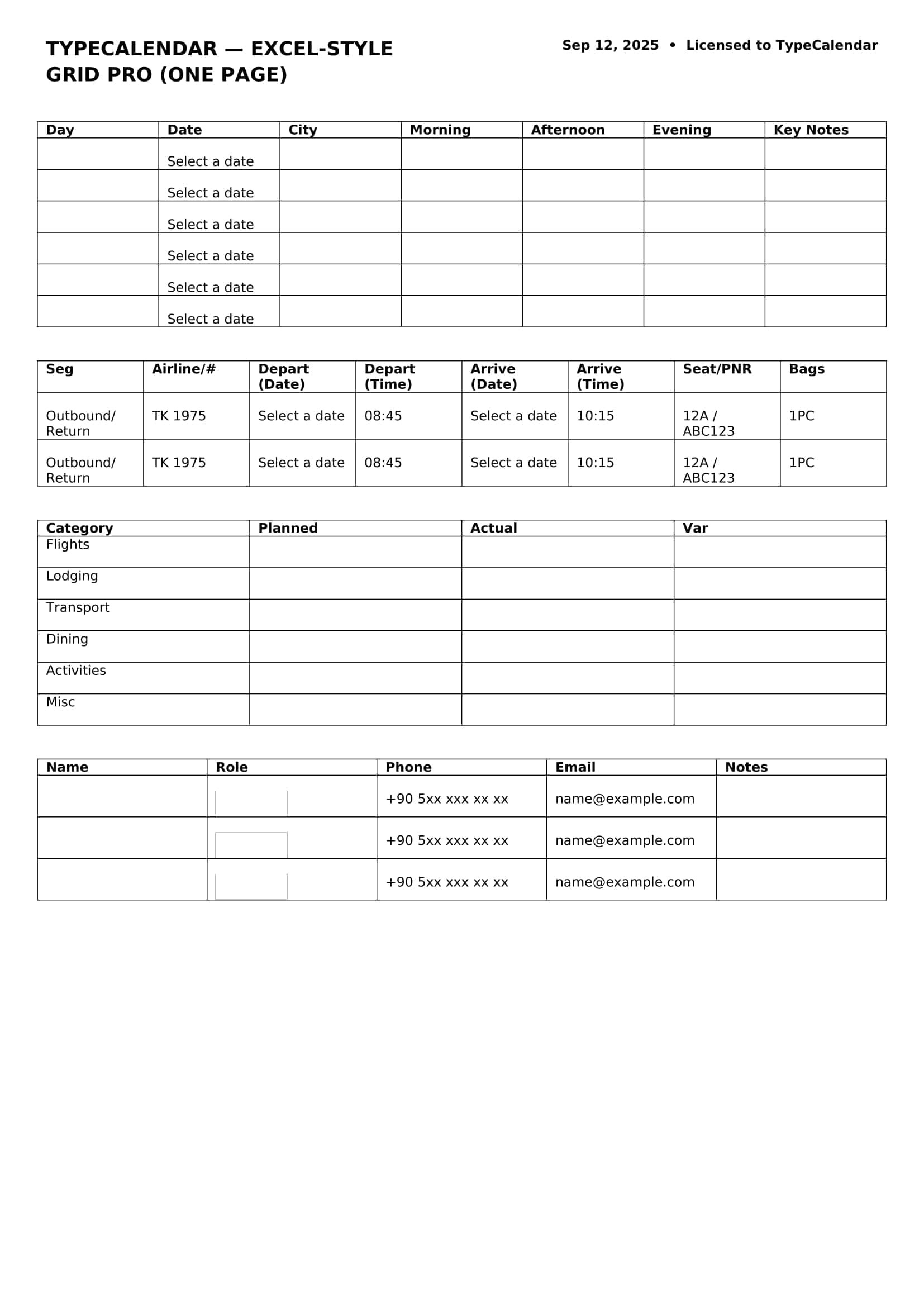 Download Excel Travel Planner Download Excel Travel Planner