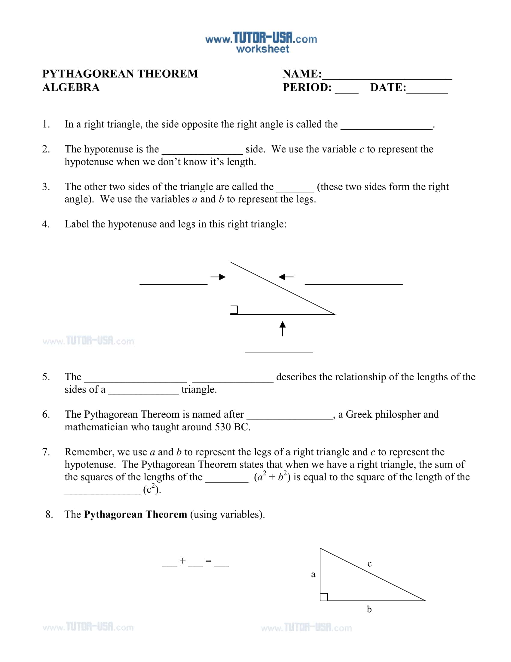 Download Printable Pythagorean Theorem Worksheet Download Printable Pythagorean Theorem Worksheet