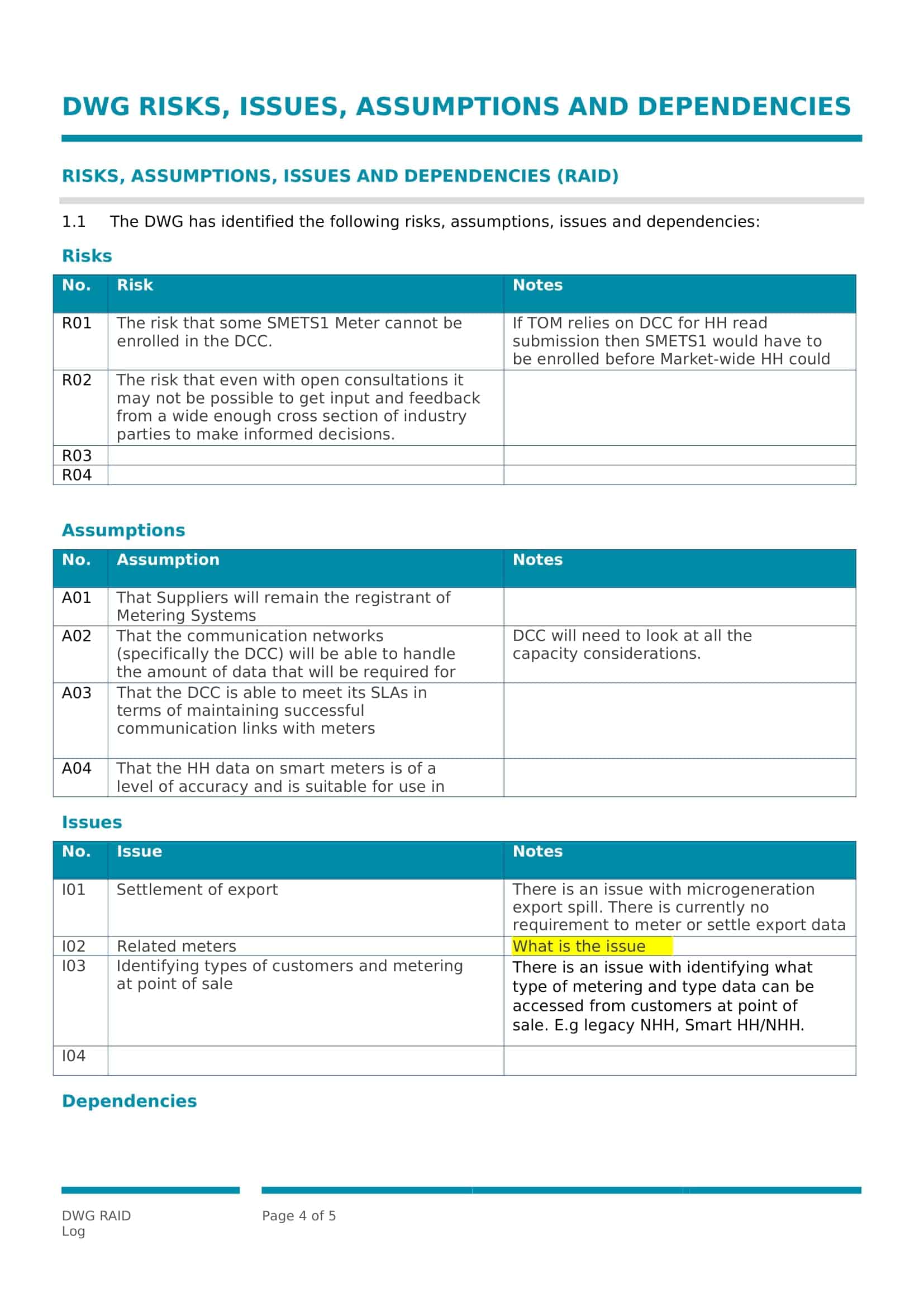 Download Raid Log Excel Template Download Raid Log Excel Template