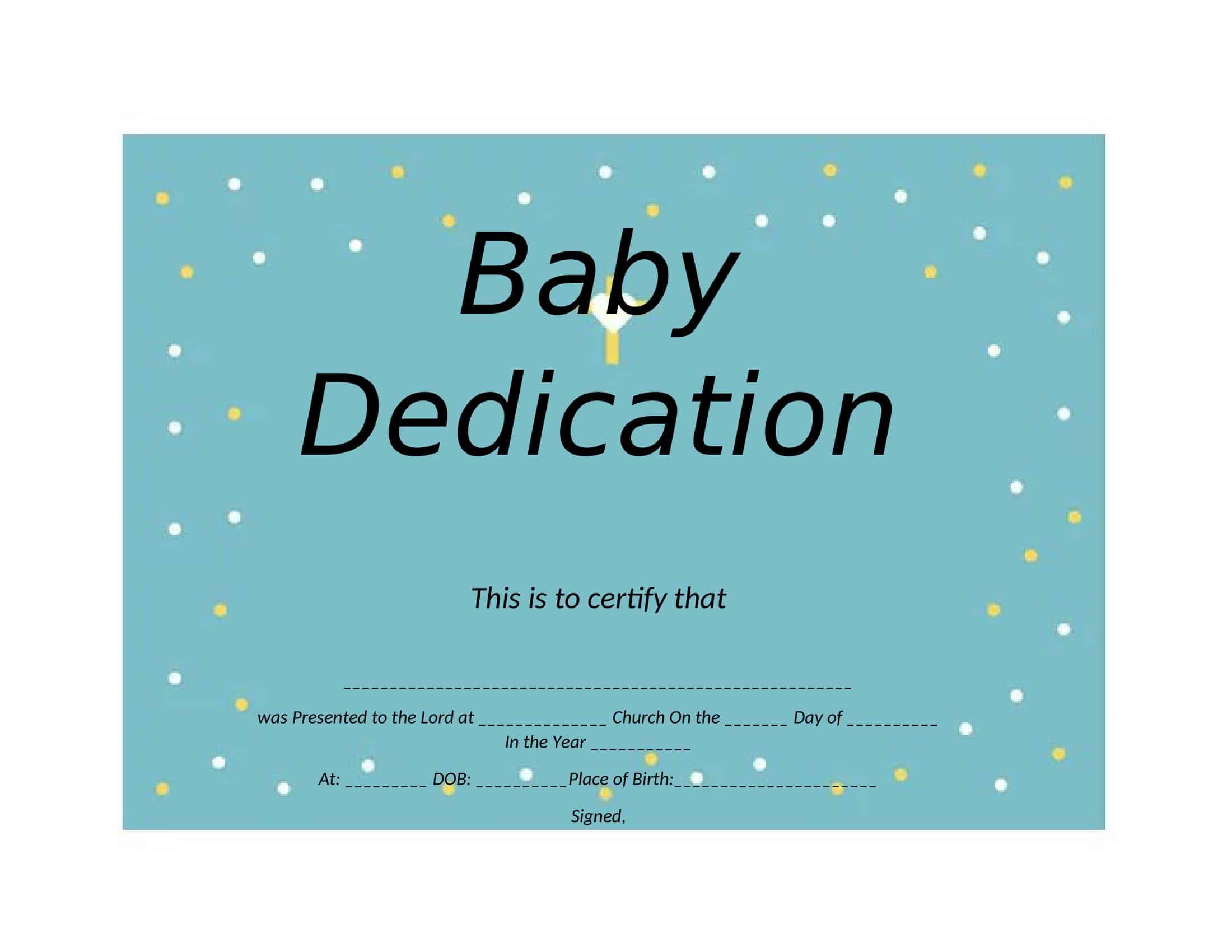 Editable Baby Dedication Certificate Editable Baby Dedication Certificate