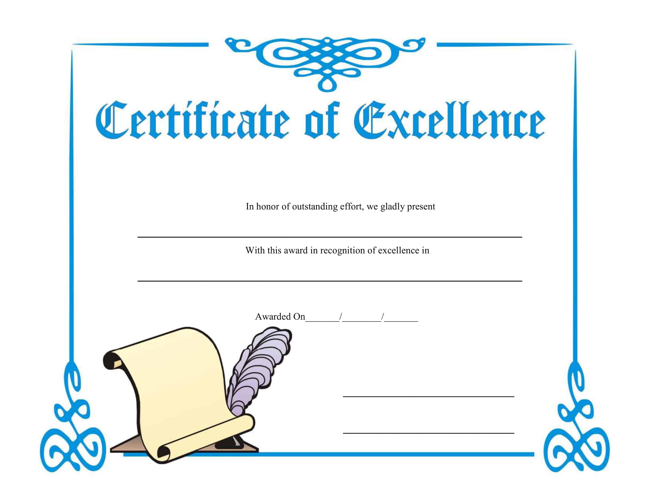 Editable Certificate Of Excellence Editable Certificate Of Excellence