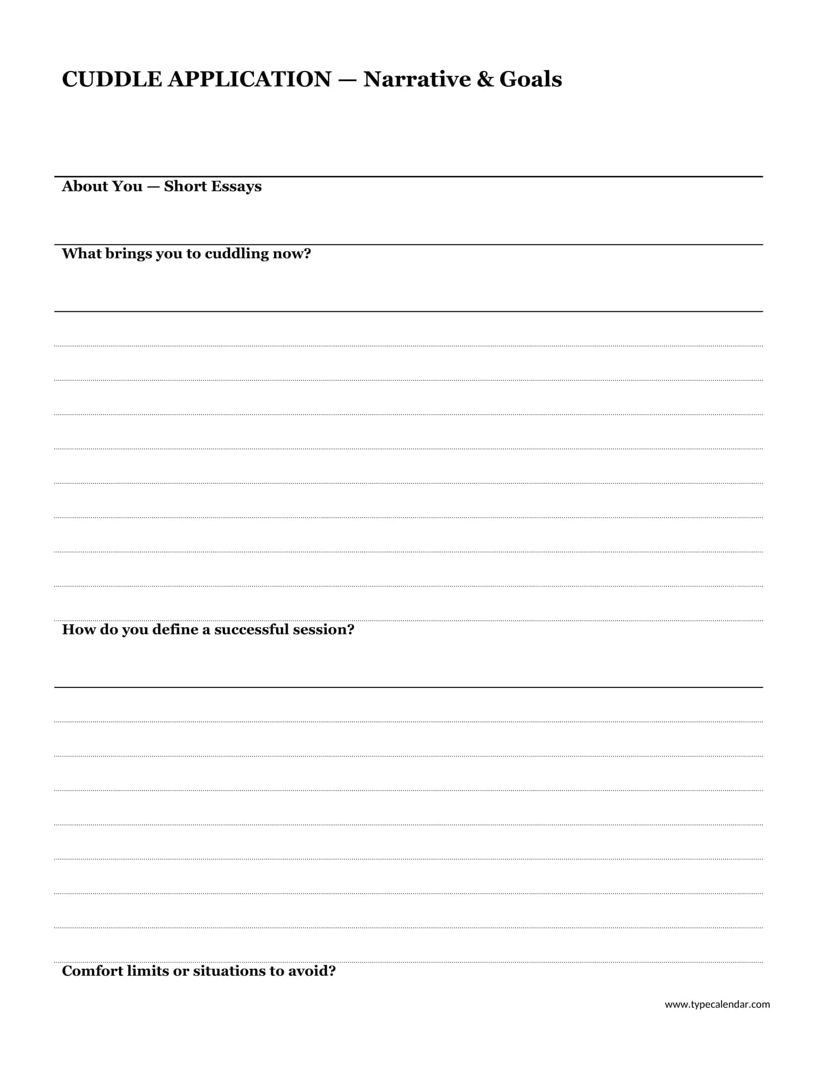 Example Cuddle Buddy Application Form Example Cuddle Buddy Application Form