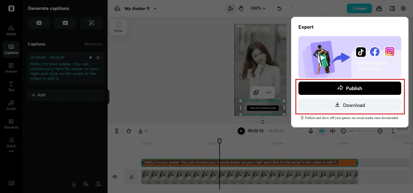 Export & share your video