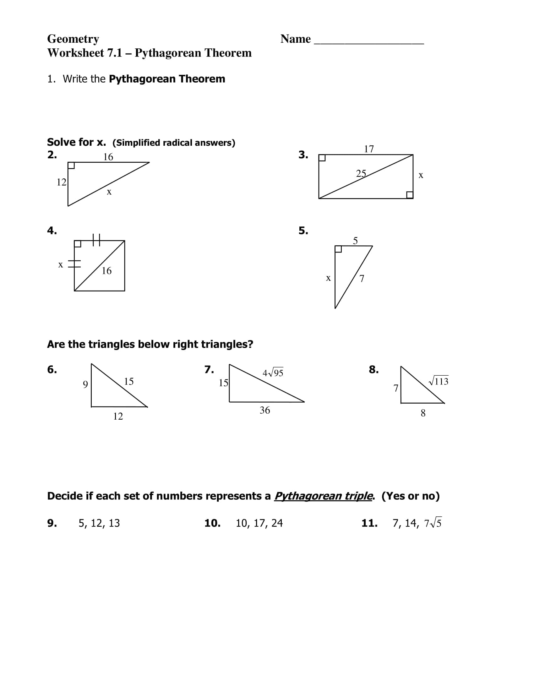 Fillable Printable Pythagorean Theorem Worksheet Fillable Printable Pythagorean Theorem Worksheet