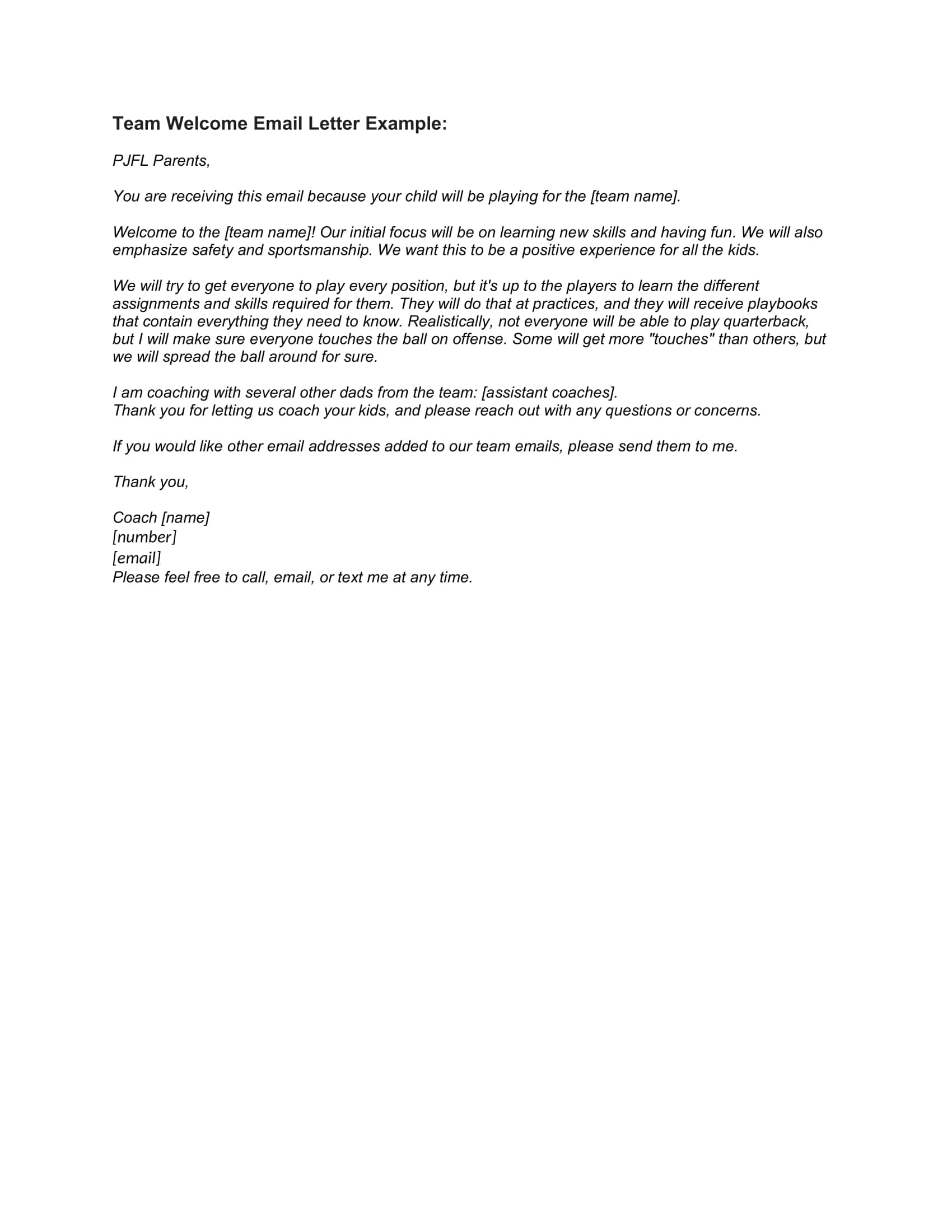 Fillable Word Welcome Letter Fillable Word Welcome Letter