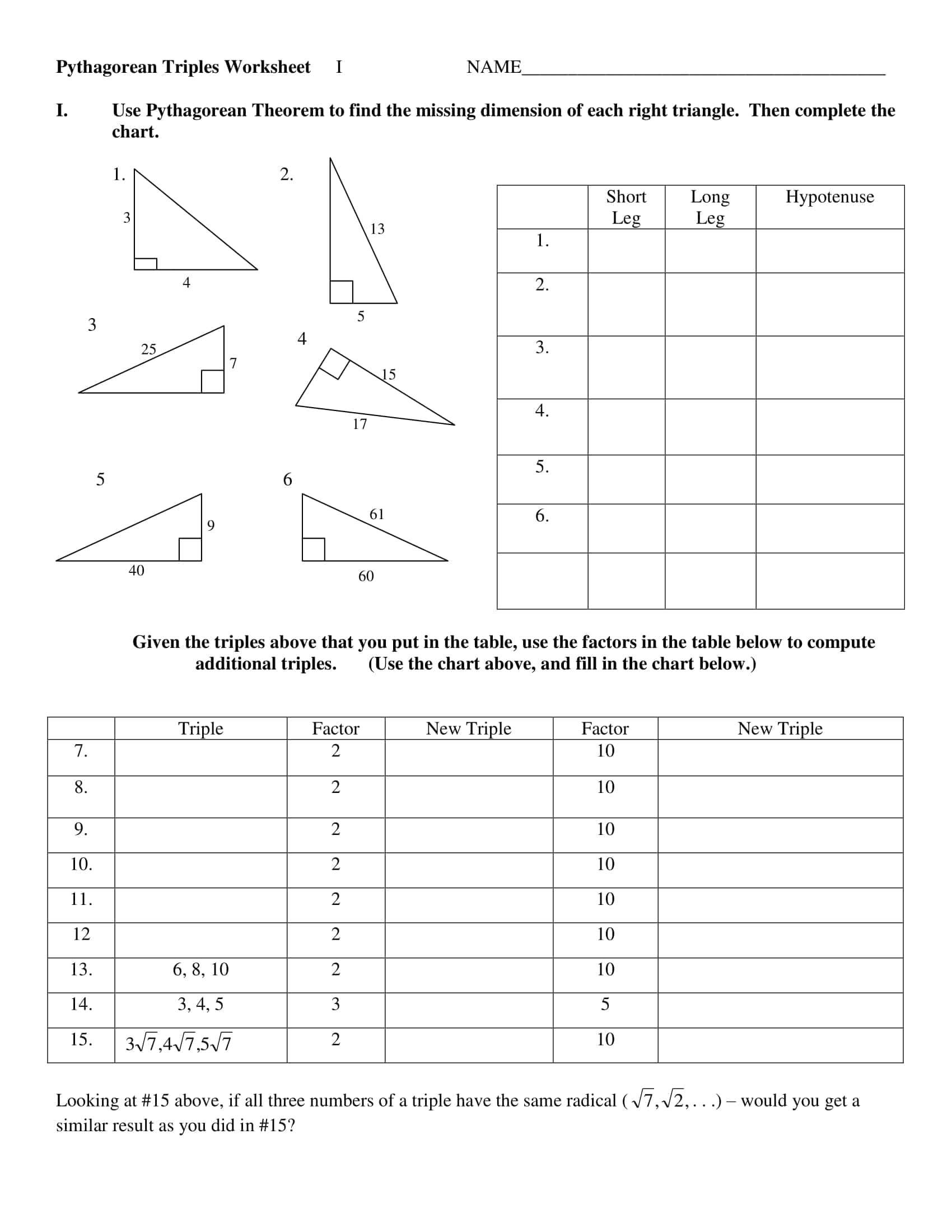 Free Download Pythagorean Theorem Worksheets Free Download Pythagorean Theorem Worksheets