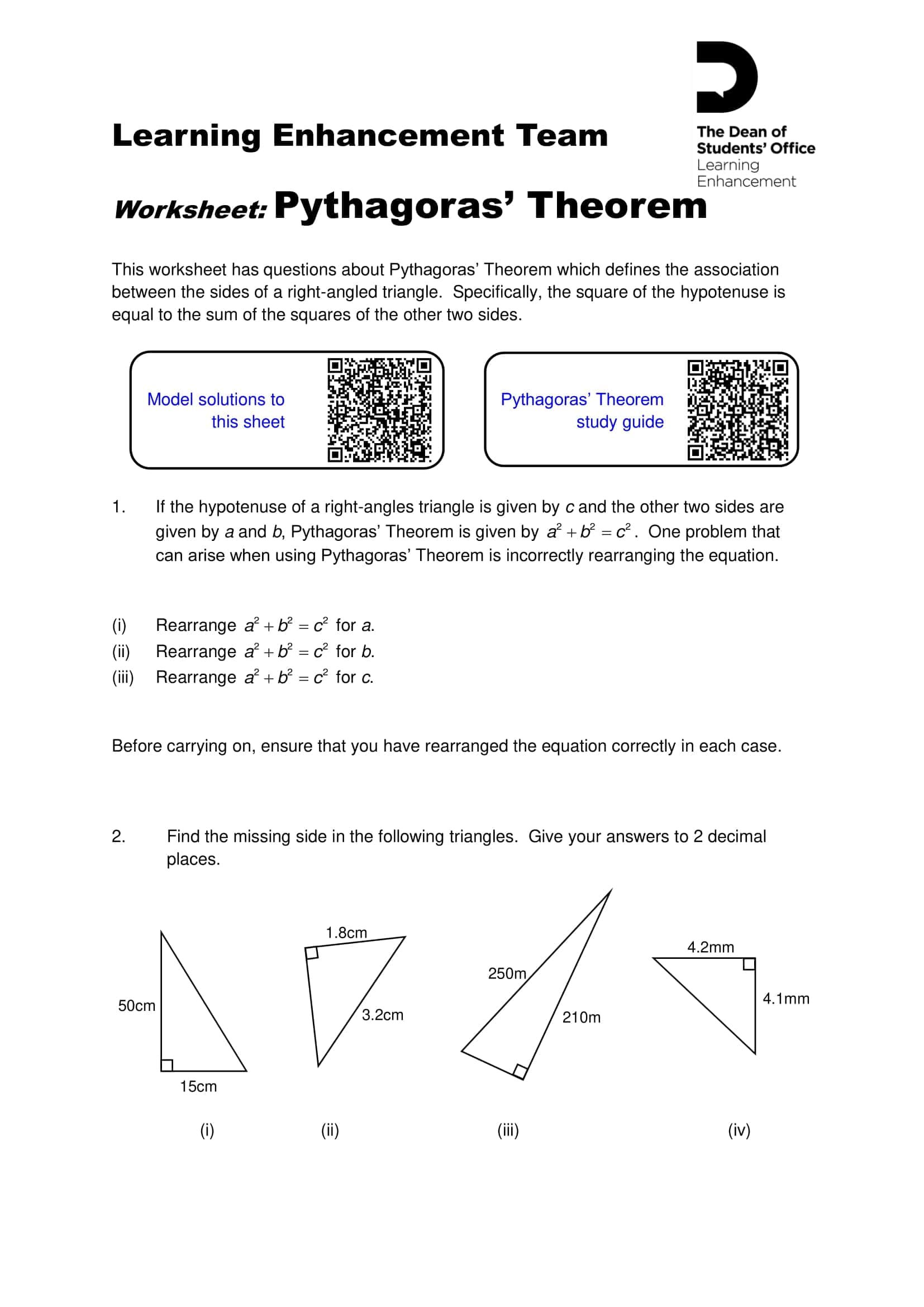 Free Fillable Pythagorean Theorem Worksheets Free Fillable Pythagorean Theorem Worksheets