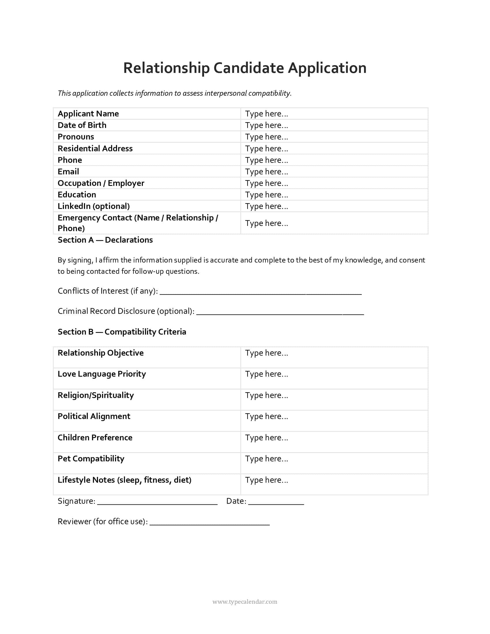Free Girlfriend Application Form Free Girlfriend Application Form