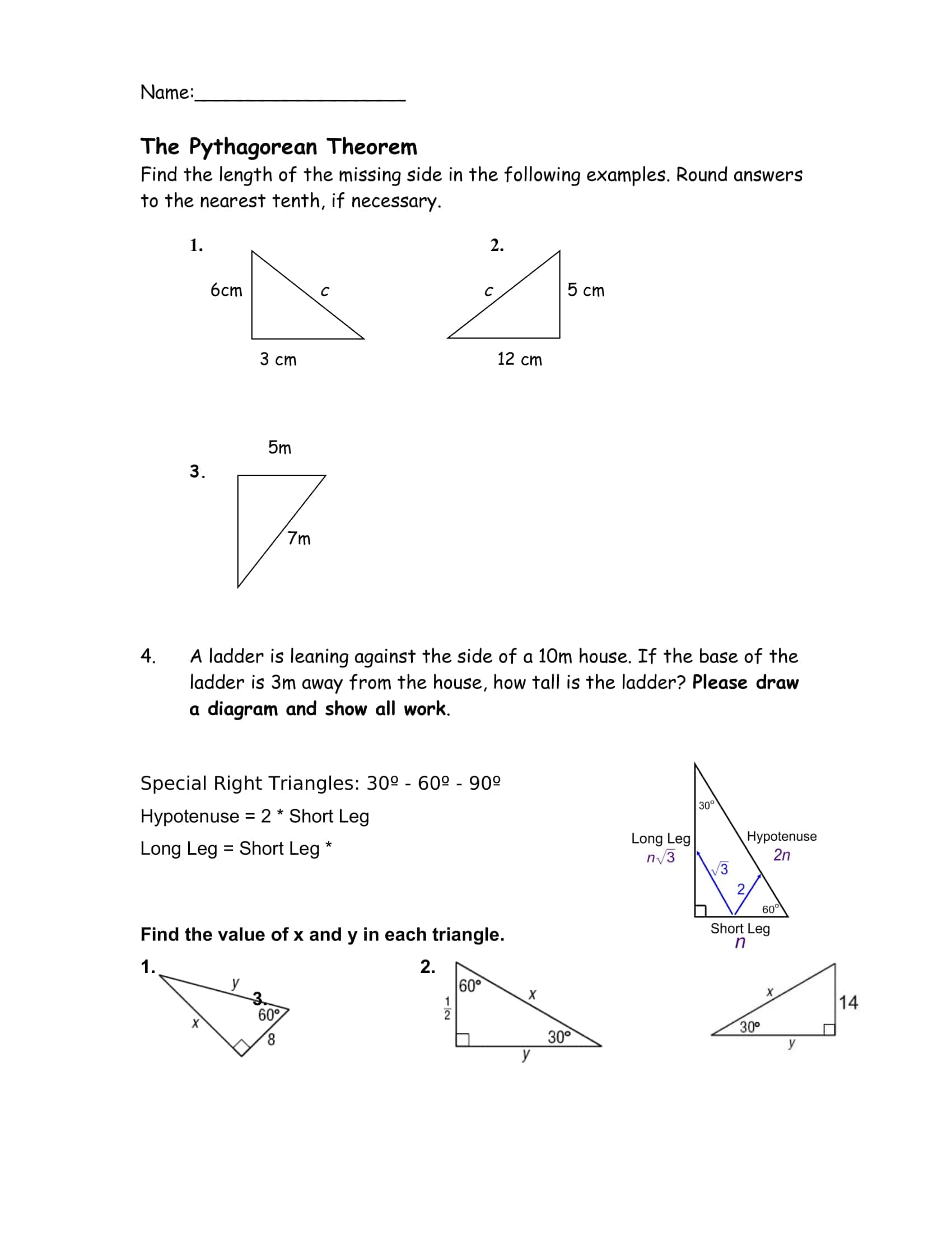 Free Printable Pythagorean Theorem Worksheets Free Printable Pythagorean Theorem Worksheets