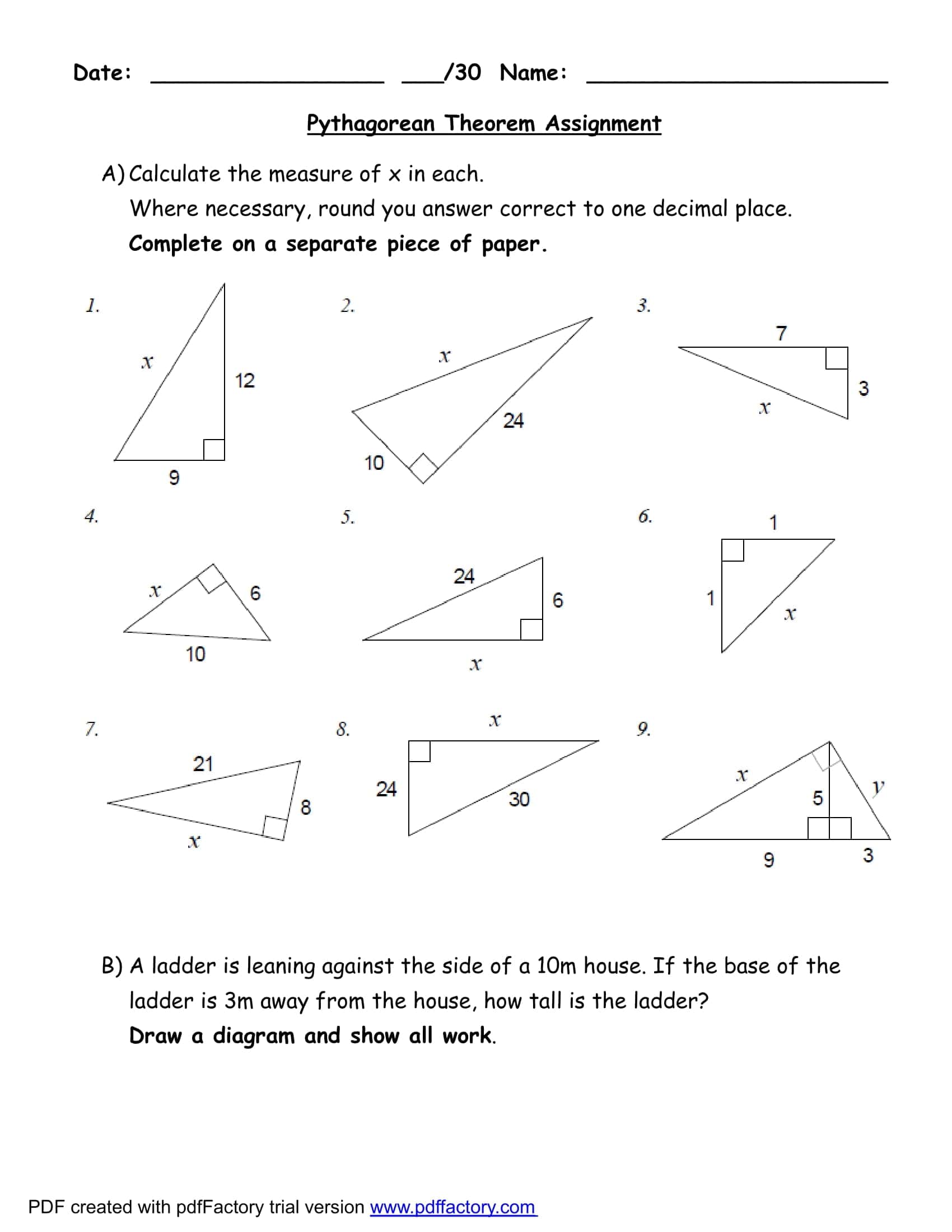 Free Word Pythagorean Theorem Worksheet Free Word Pythagorean Theorem Worksheet