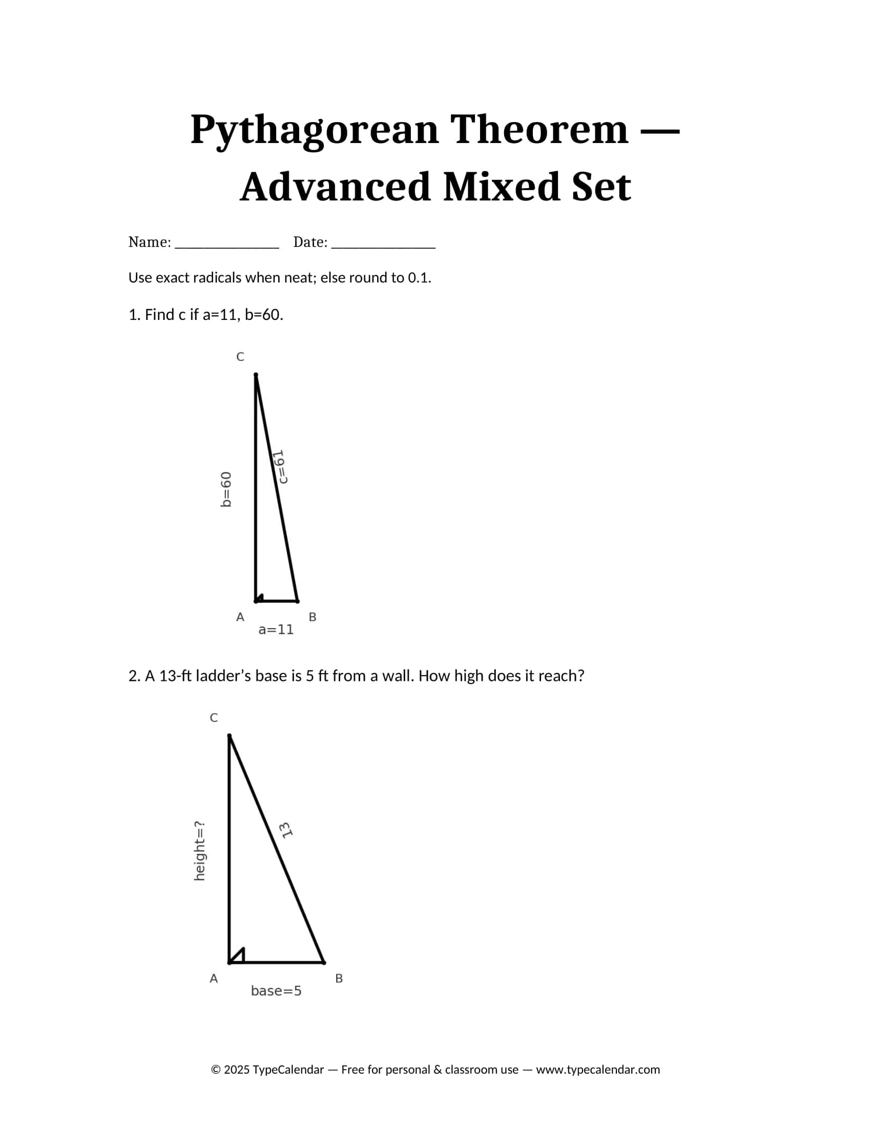 Free Word Pythagorean Theorem Worksheets Free Word Pythagorean Theorem Worksheets