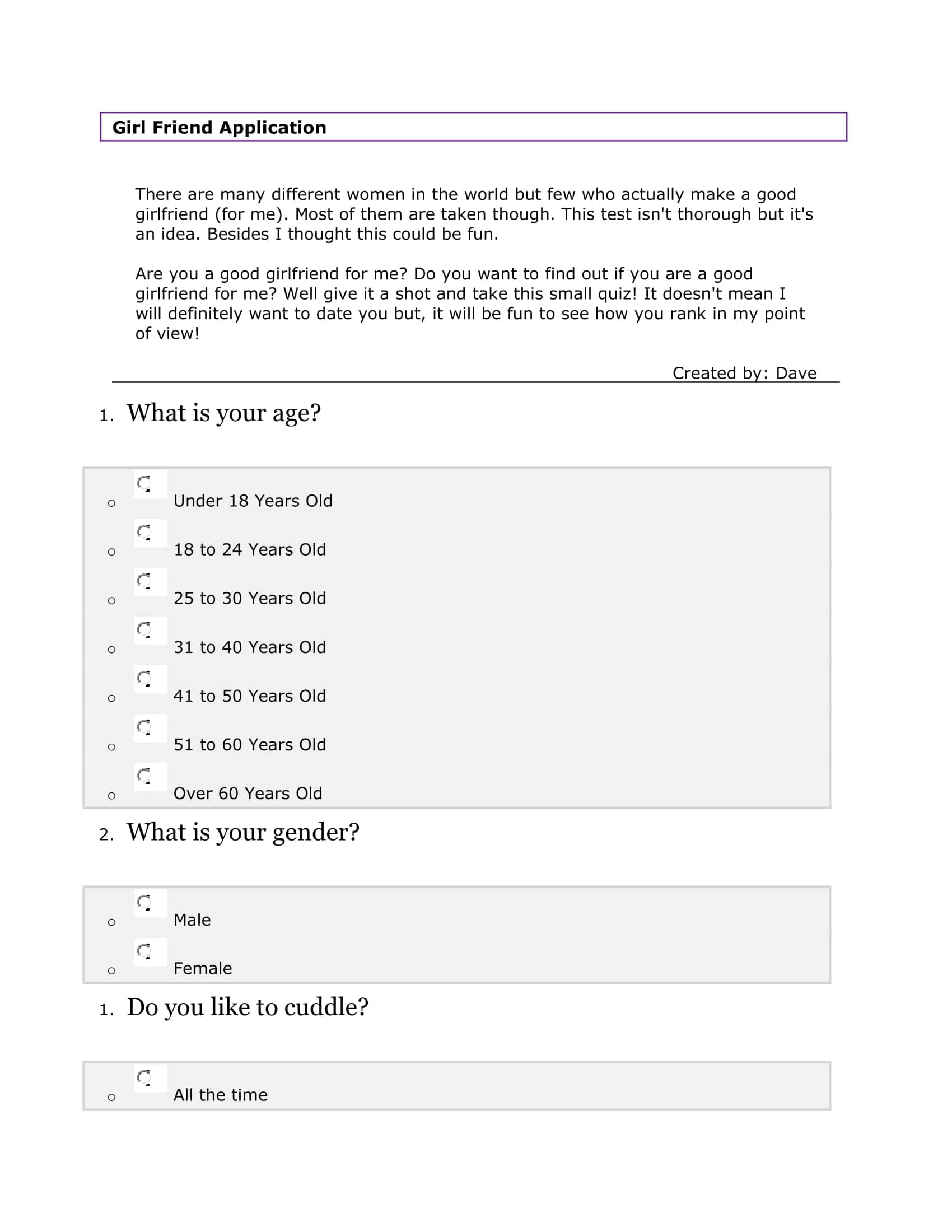 Girlfriend Application Form Doc Girlfriend Application Form Doc