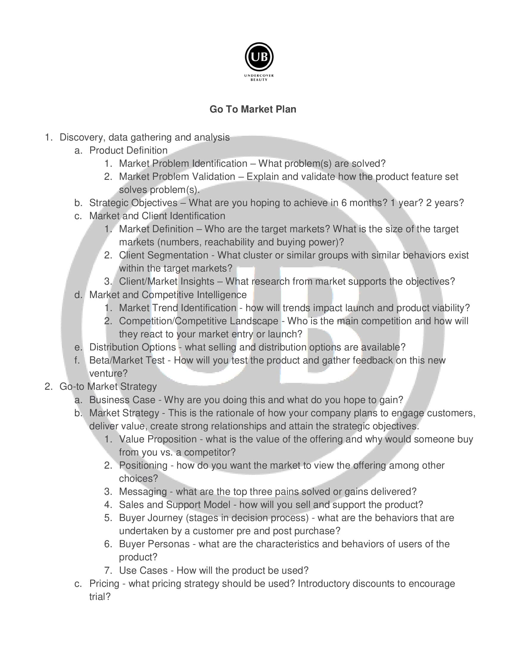 Go To Market Strategy Template Excel Download Go To Market Strategy Template Excel Download