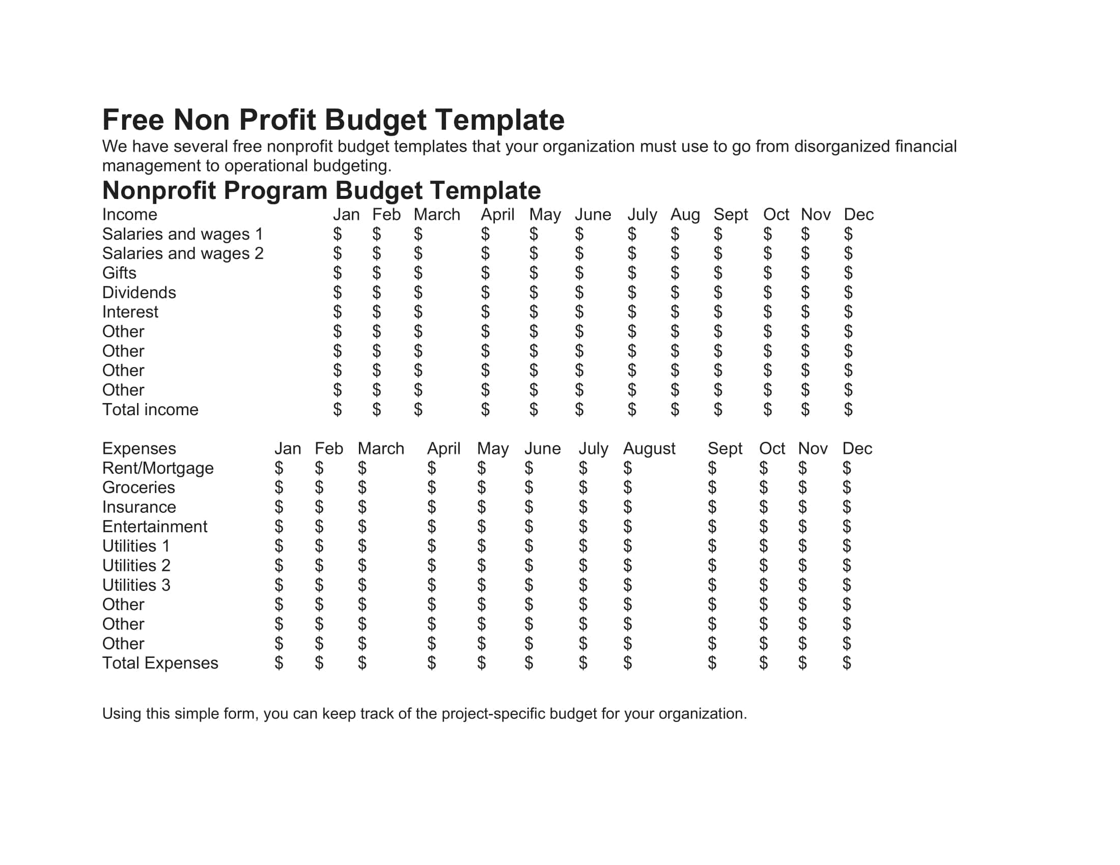 Nonprofit Budget Template Word Nonprofit Budget Template Word