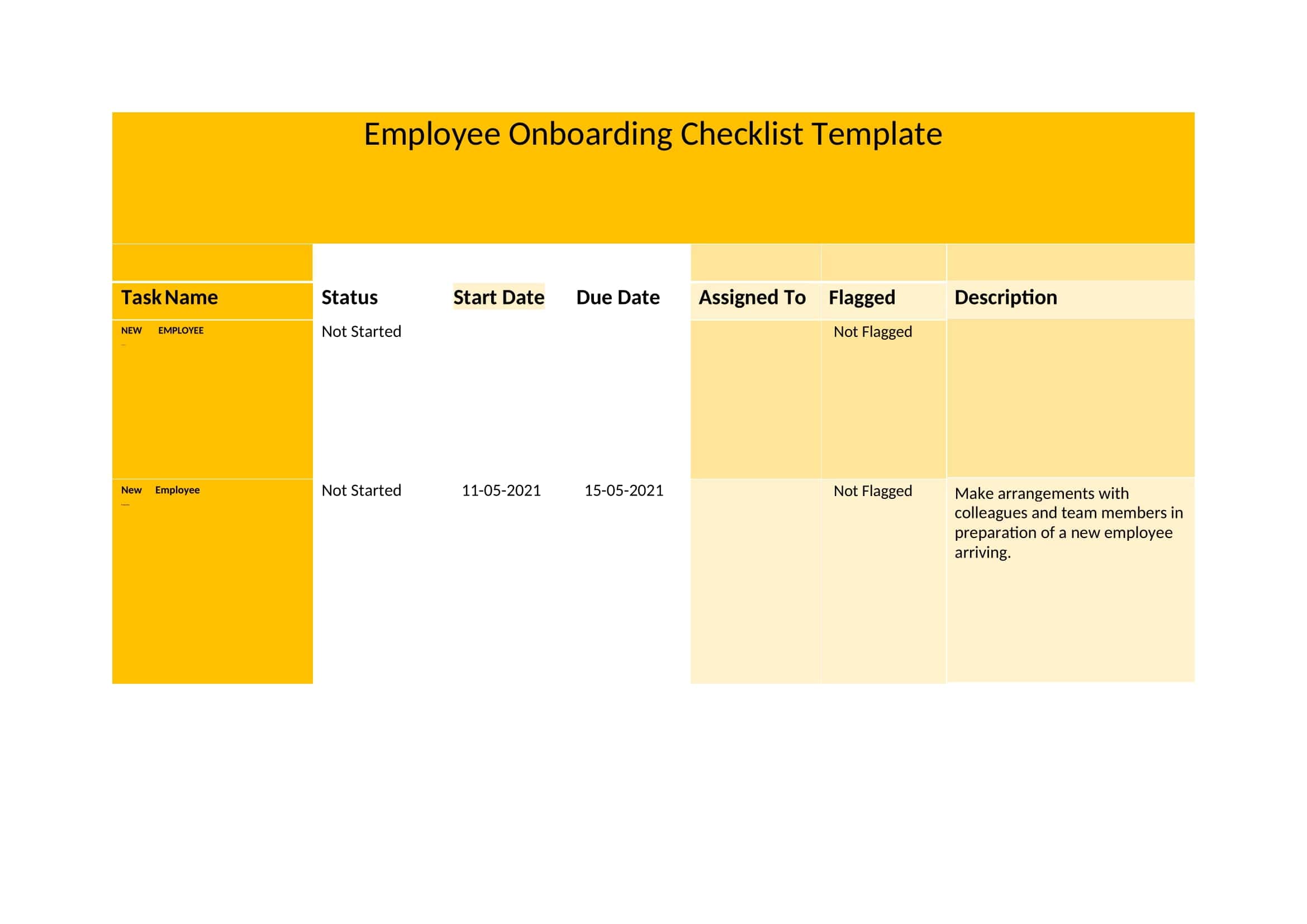 Onboarding Checklist Editable Onboarding Checklist Editable