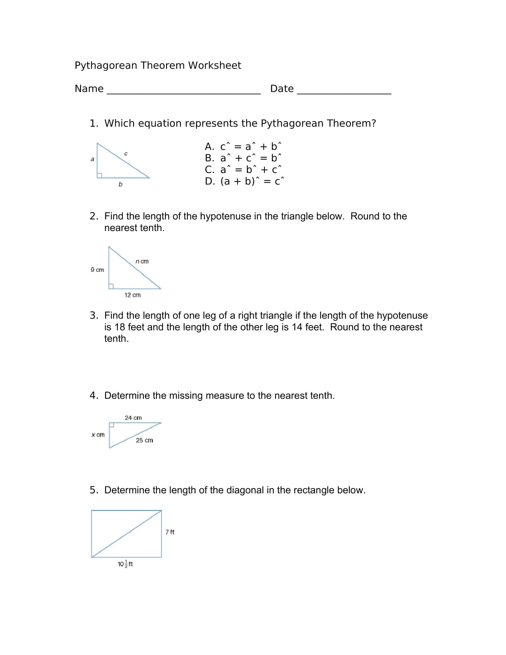 Pdf Pythagorean Theorem Worksheet Pdf Pythagorean Theorem Worksheet