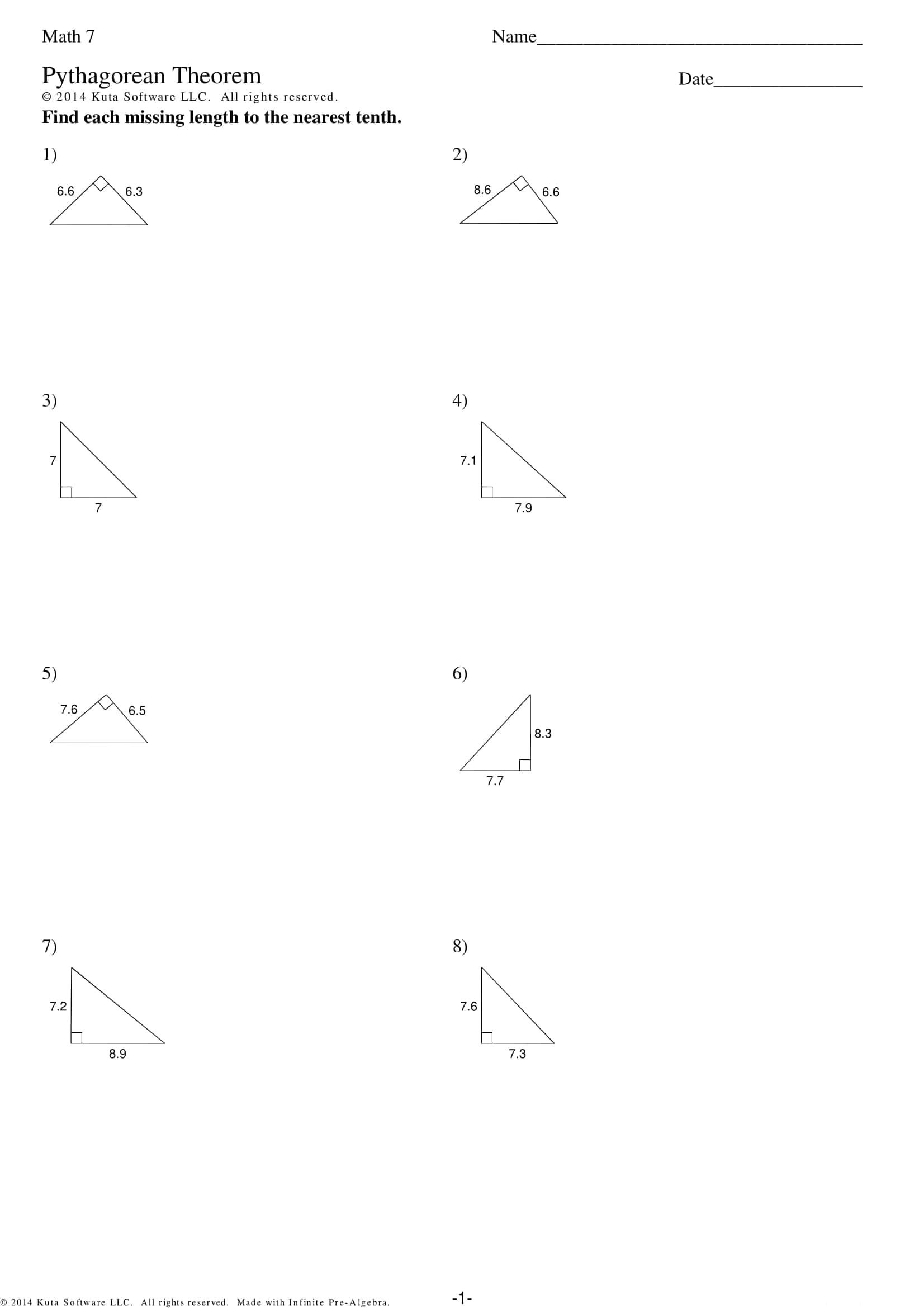 Pythagorean Theorem Worksheet Pdf Pythagorean Theorem Worksheet Pdf