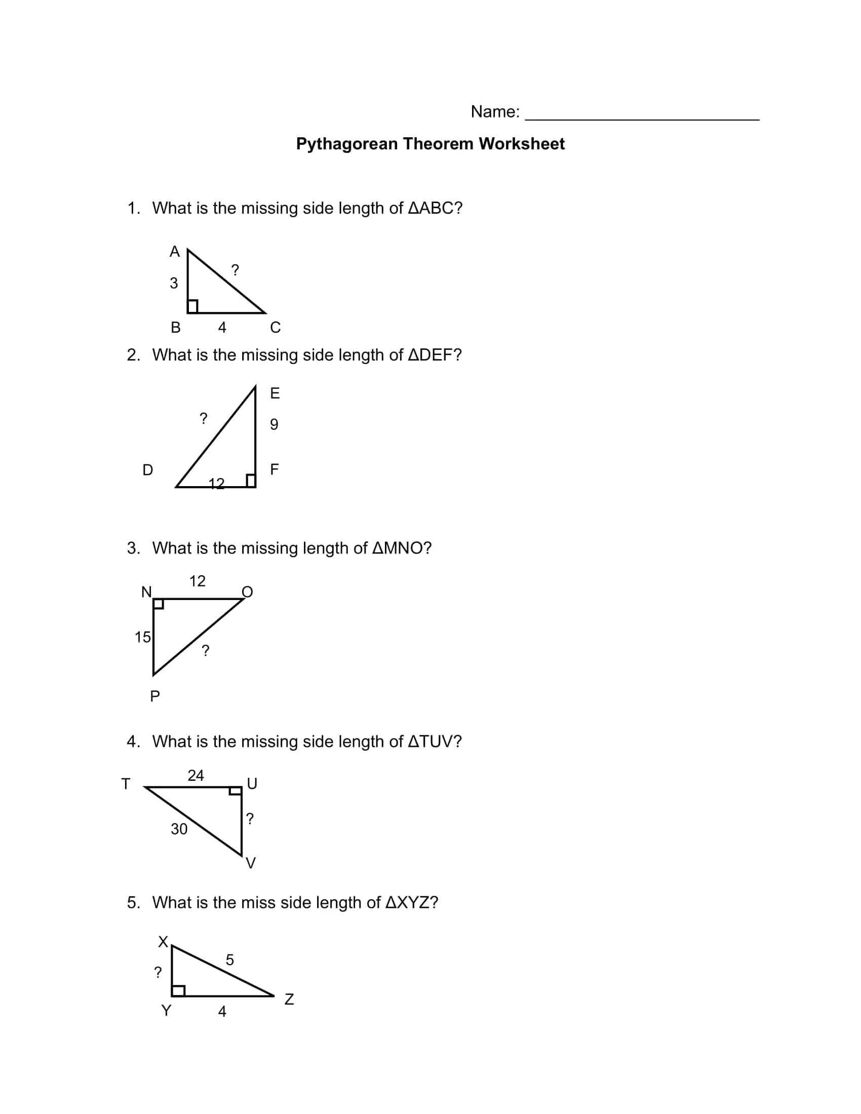 Pythagorean Theorem Worksheets Pdf Pythagorean Theorem Worksheets Pdf