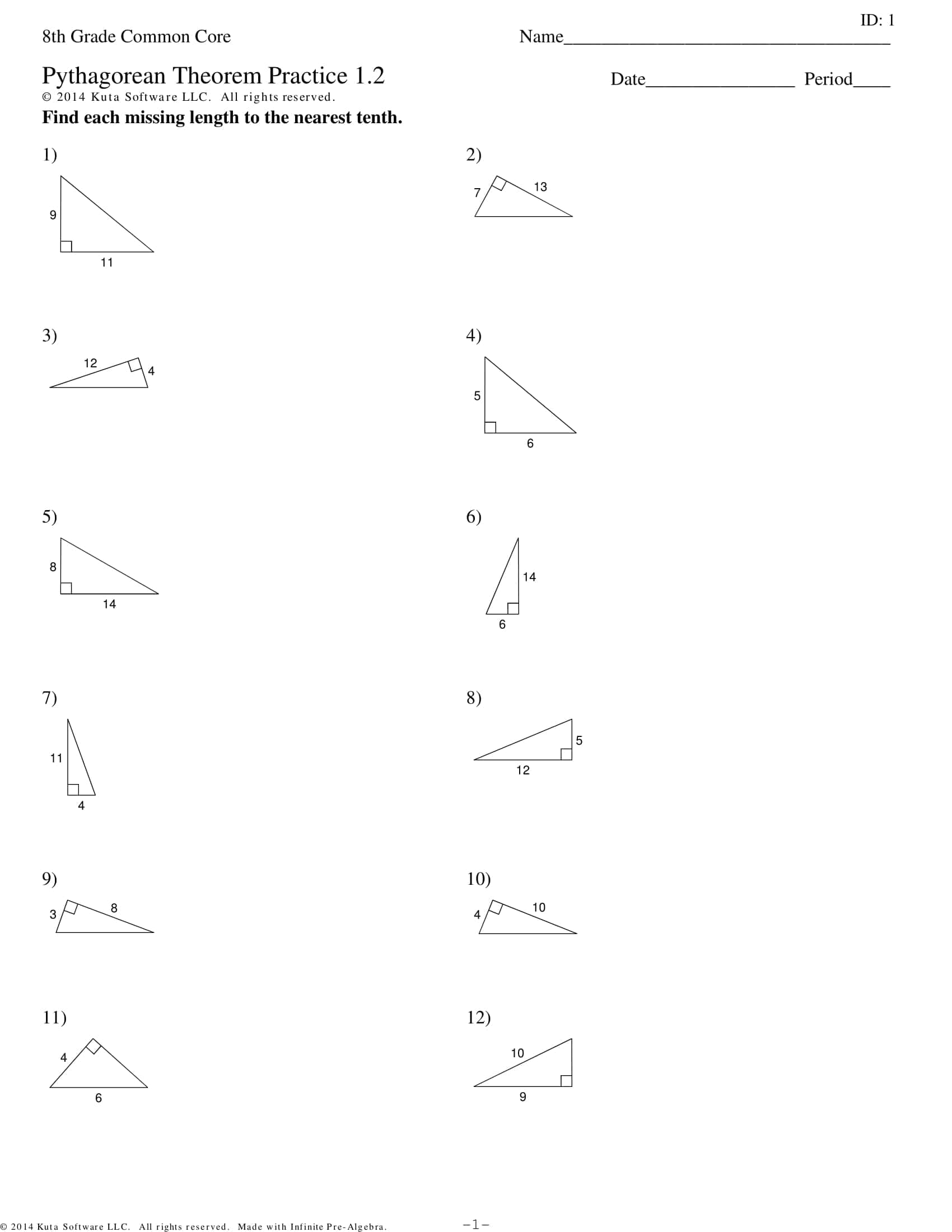 Pythagorean Theorem Worksheets Printable Pythagorean Theorem Worksheets Printable