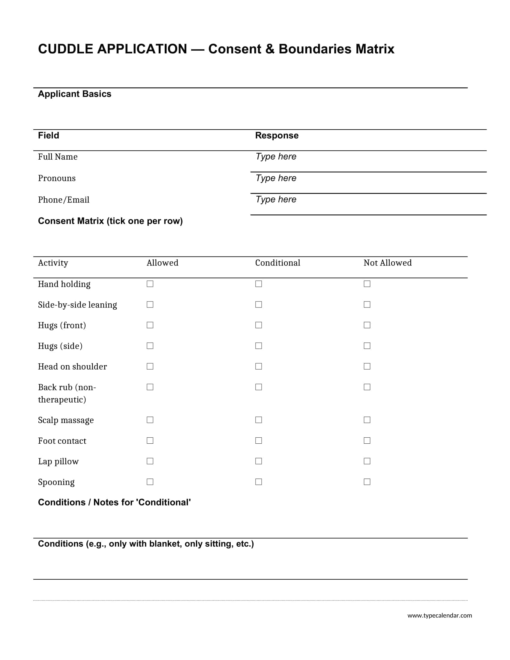 Sample Cuddle Buddy Application Form Sample Cuddle Buddy Application Form