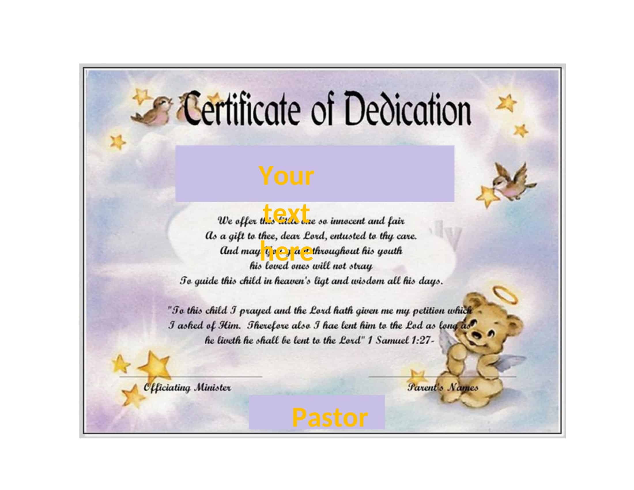 Simple Baby Dedication Certificate Simple Baby Dedication Certificate