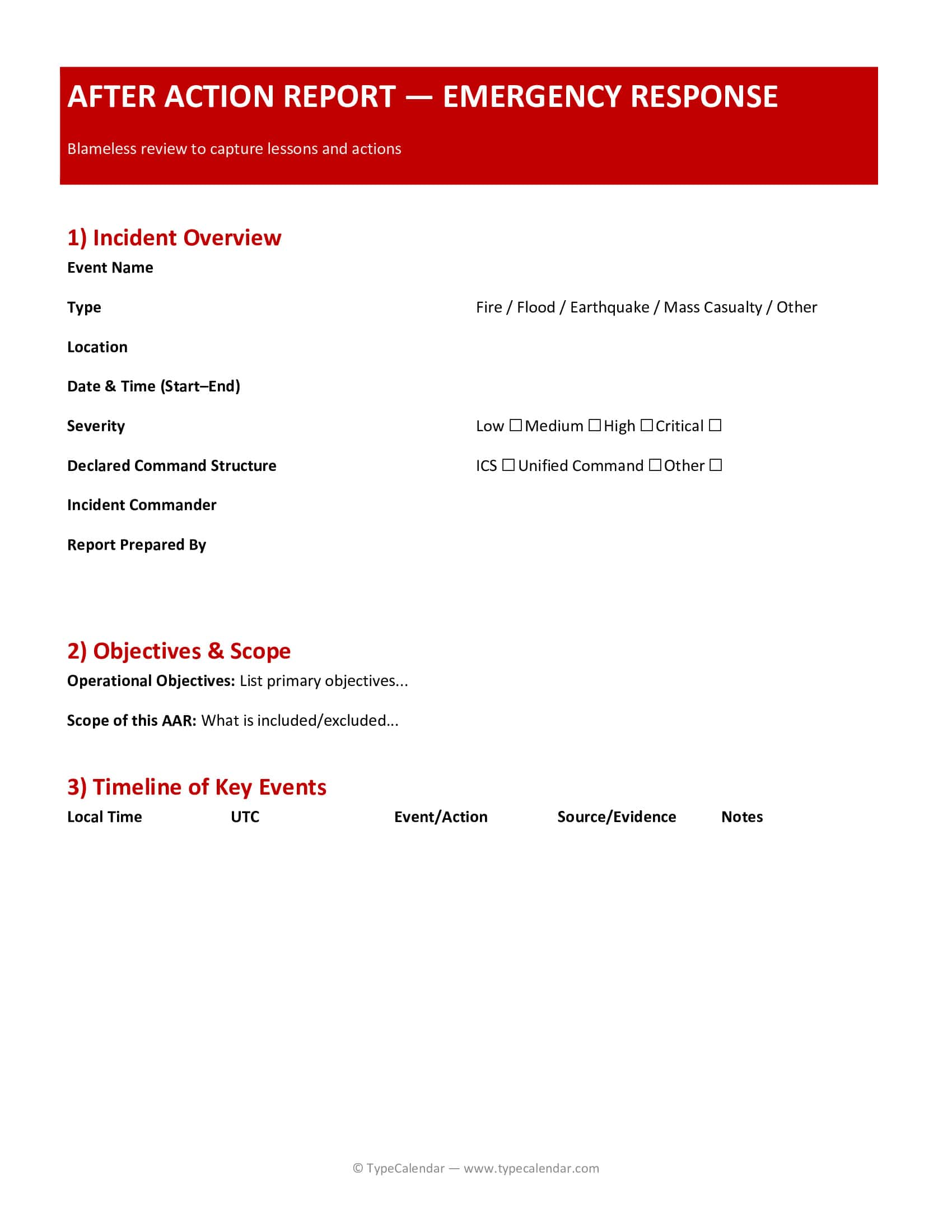 Template After Action Report Template After Action Report