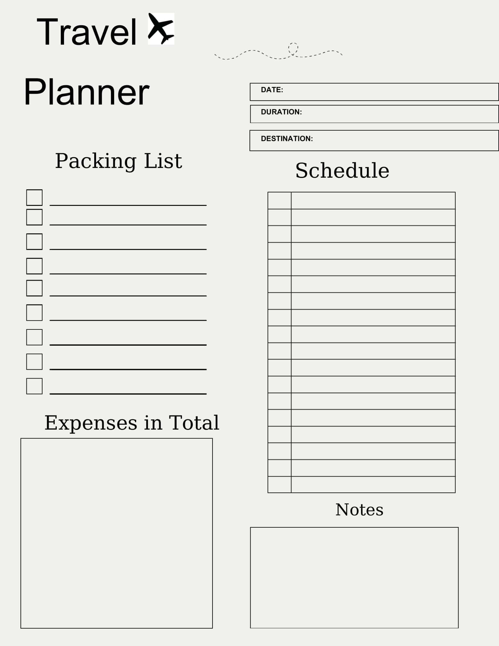 Travel Planner Editable Travel Planner Editable