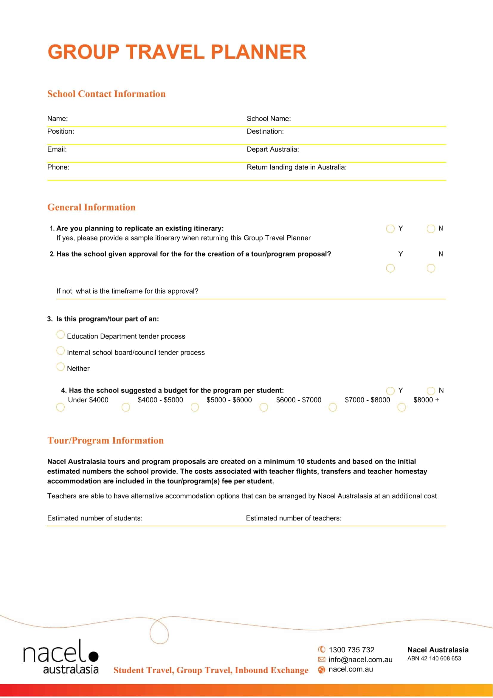 Travel Planner Excel Travel Planner Excel