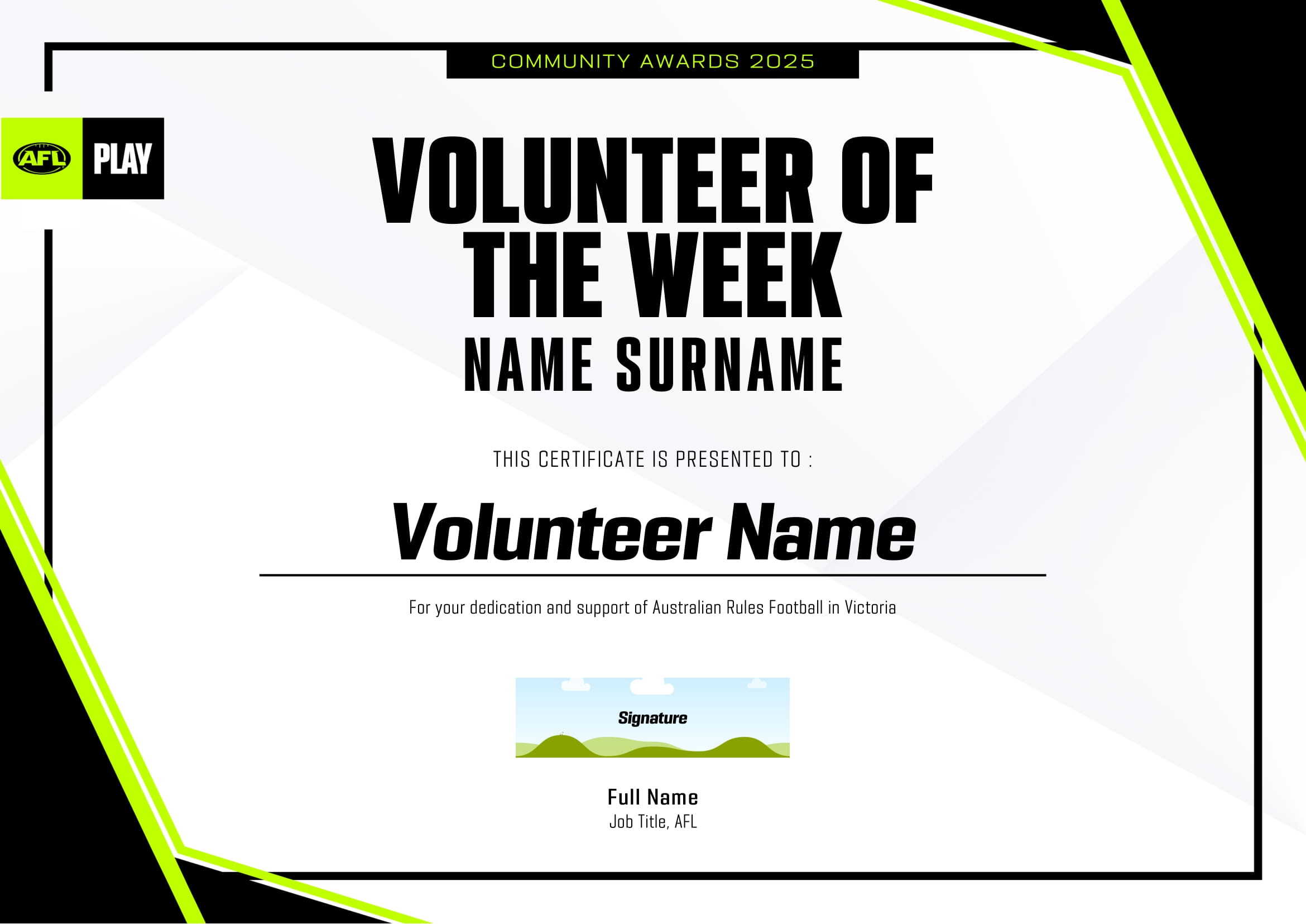 Volunteer Certificate Download Volunteer Certificate Download
