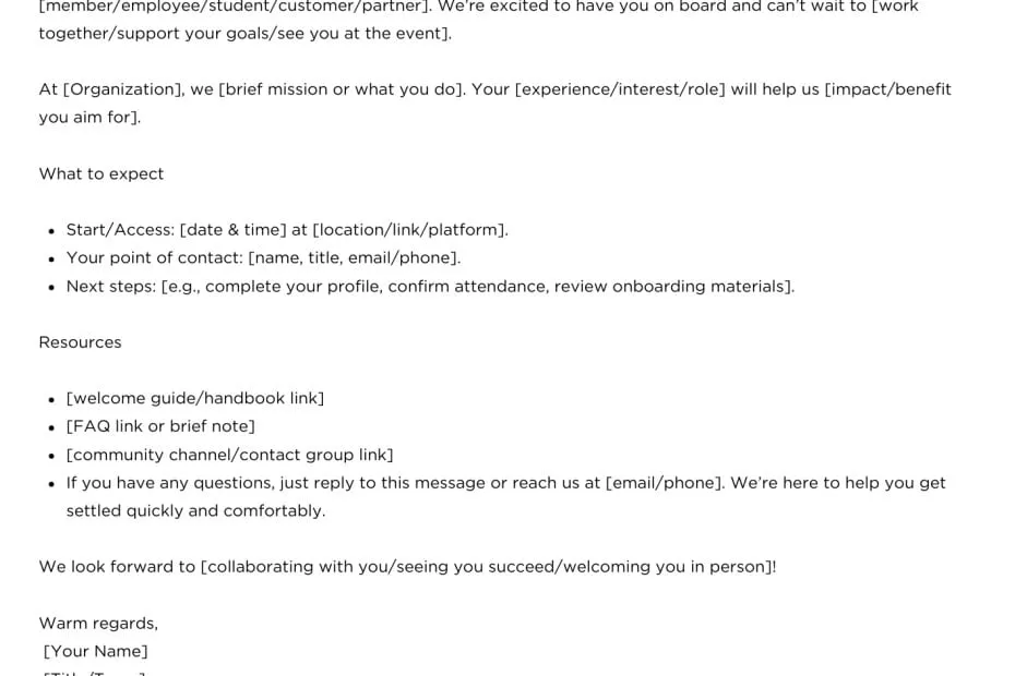 Welcome Letter
