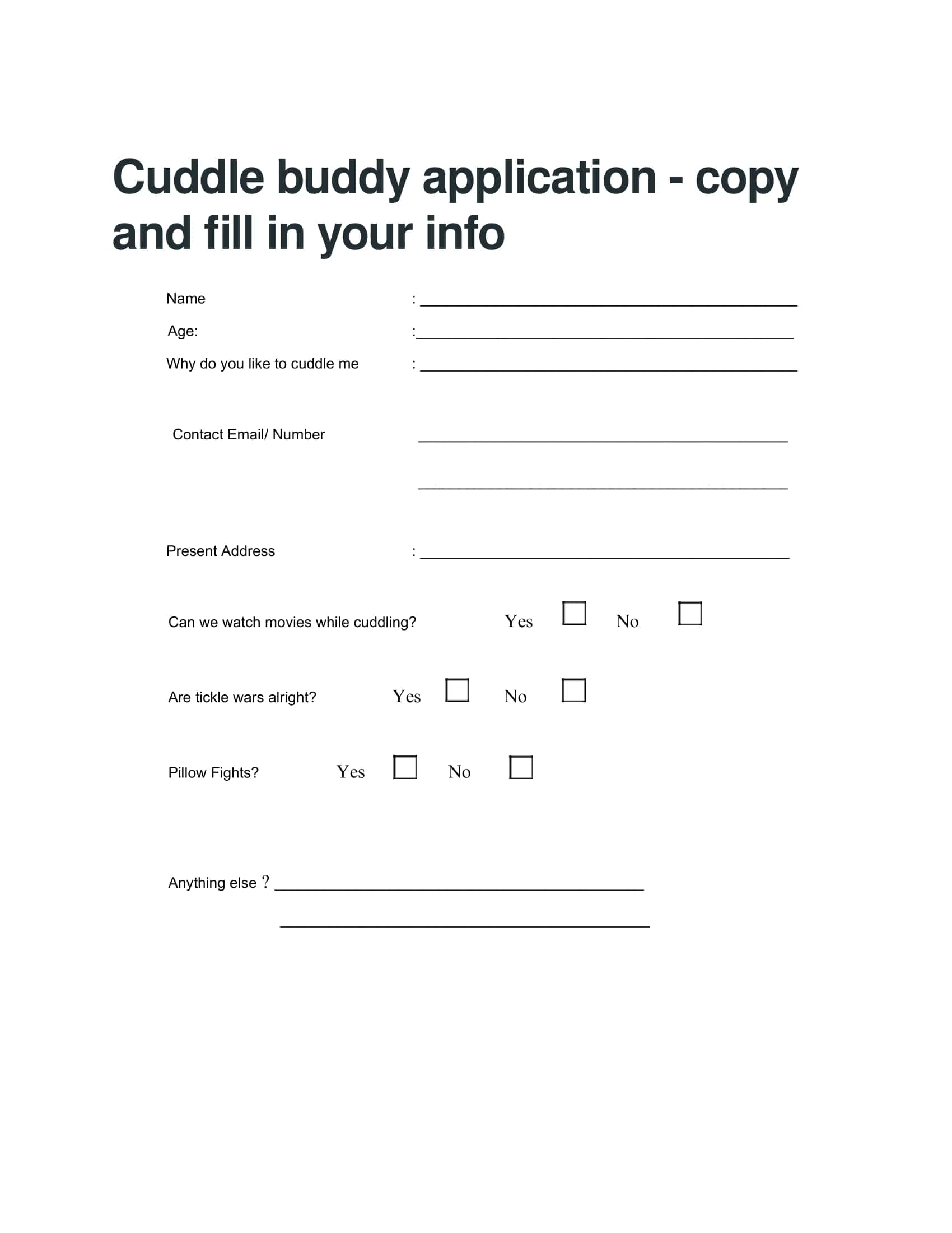 Word Cuddle Buddy Application Form Word Cuddle Buddy Application Form