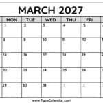 March 2027 Calendars 2 March 2027 Calendar