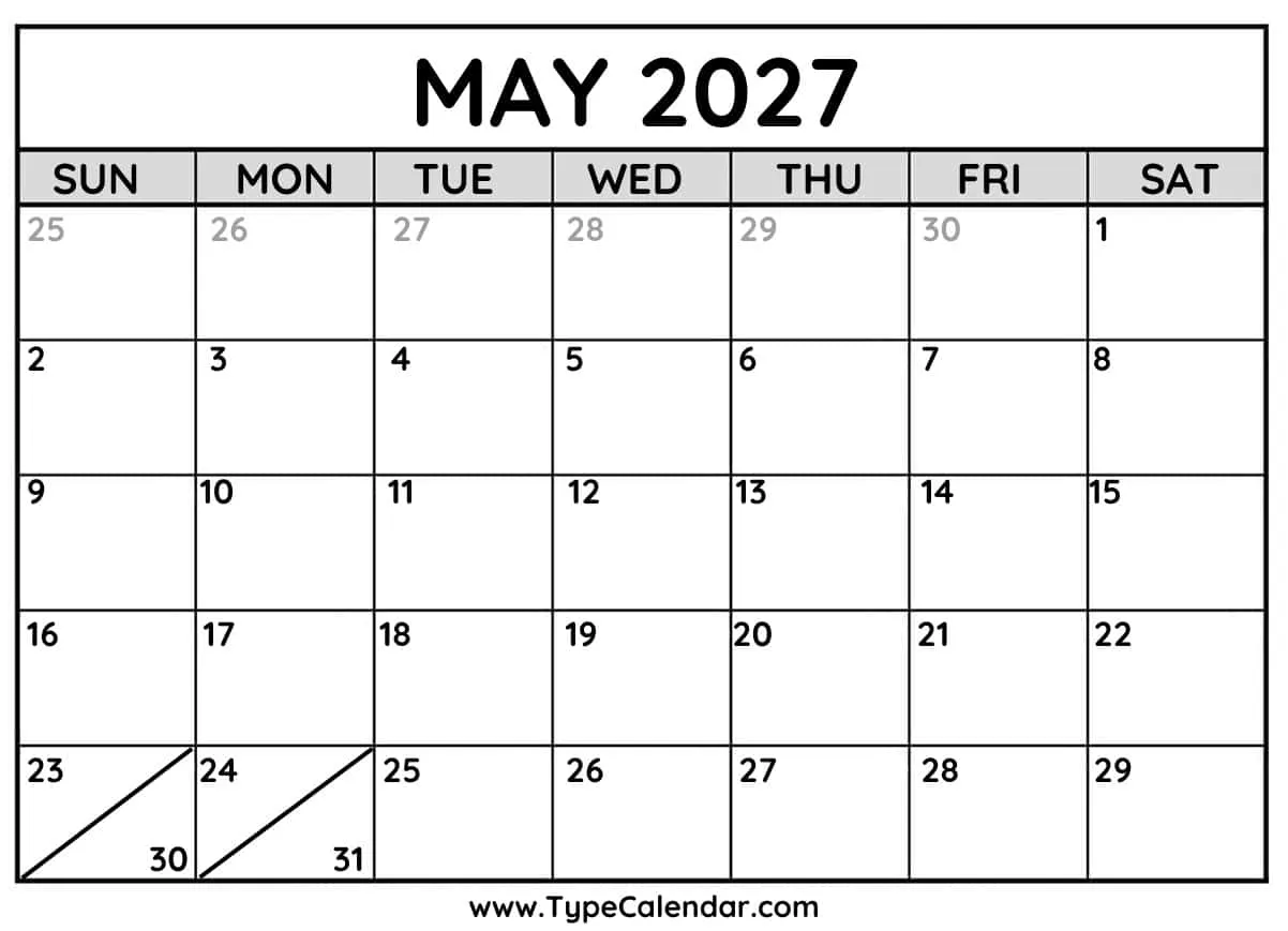 May 2027 Calendar May 2027 Calendar